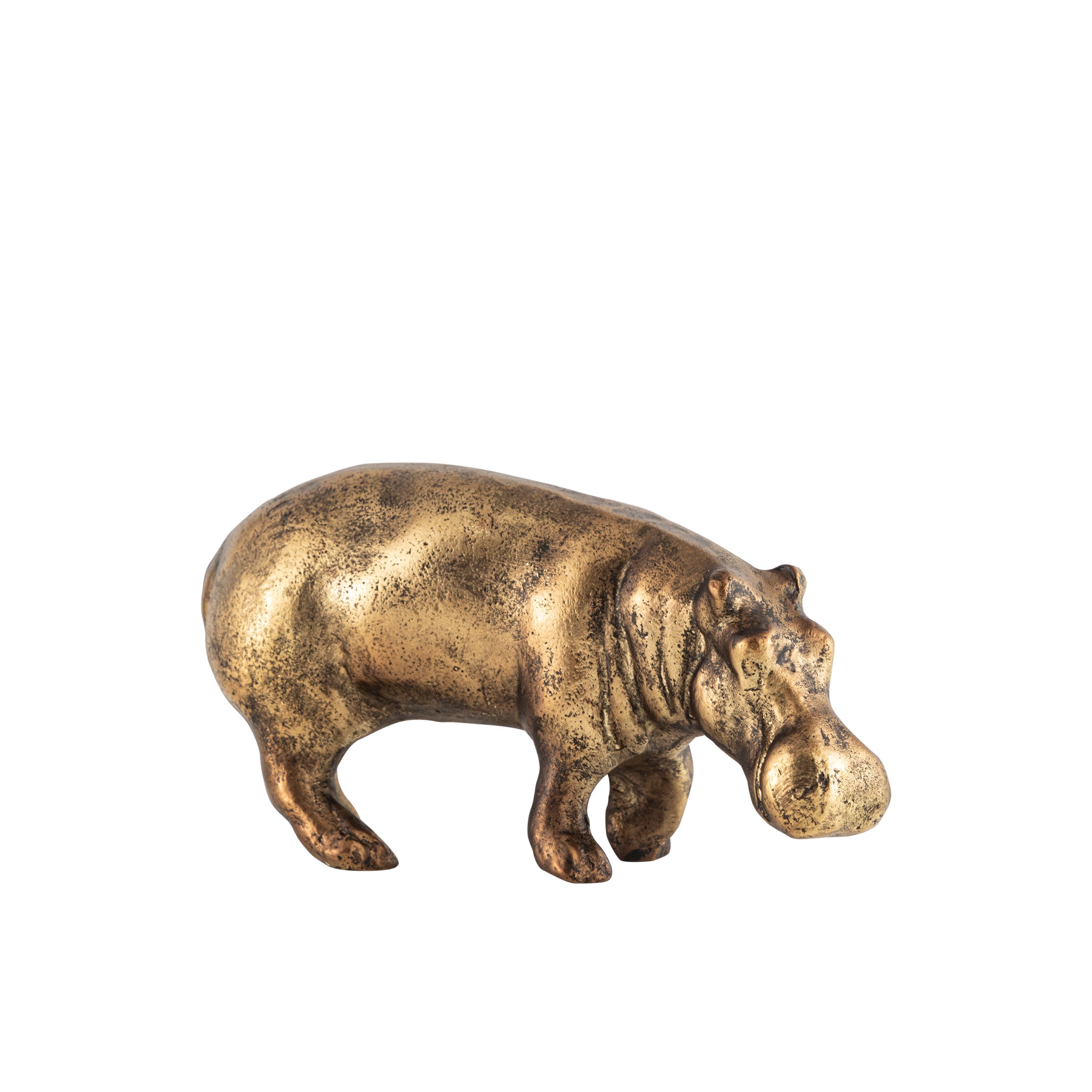 Bubbles Hippo Object Antique Brass Finish
