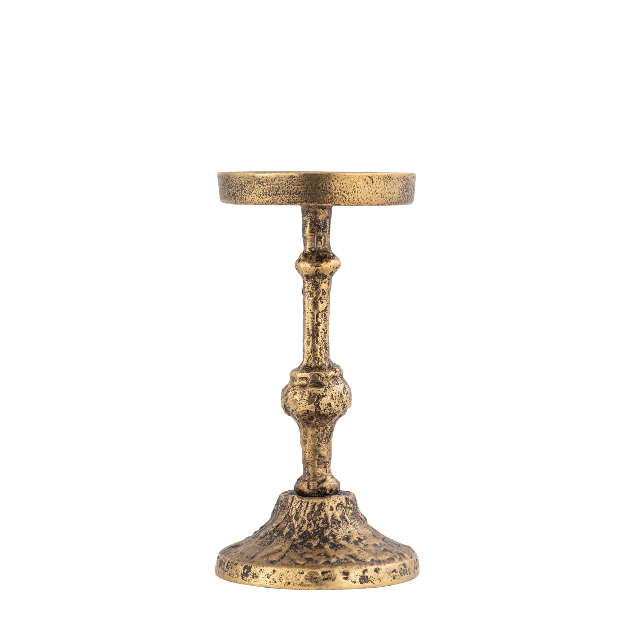 Eterna Set of 2 Handcrafted Aluminium Candle Holder Pair – Antique Brass Pillar Candle Stands