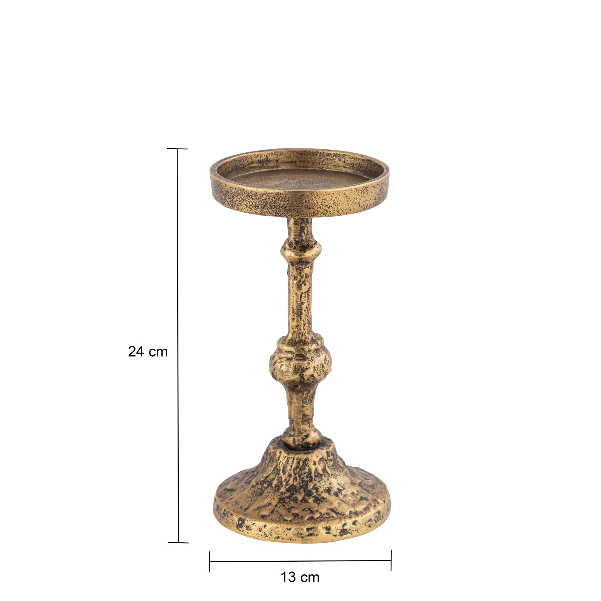 Eterna Set of 2 Handcrafted Aluminium Candle Holder Pair – Antique Brass Pillar Candle Stands