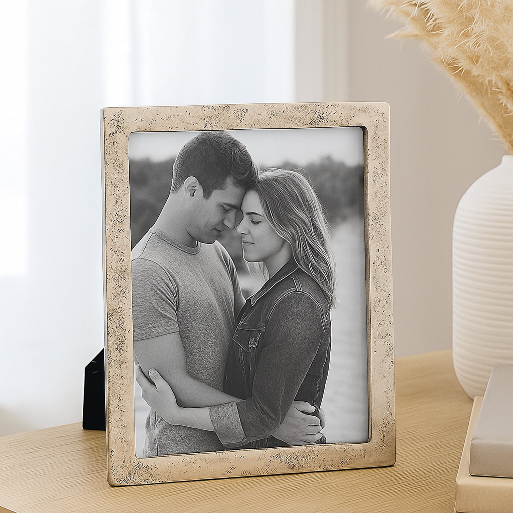 Antique Silver Aluminium Photo Frame – Tabletop Picture Frame with Glass Front (4×6, 5×7, 8×10)