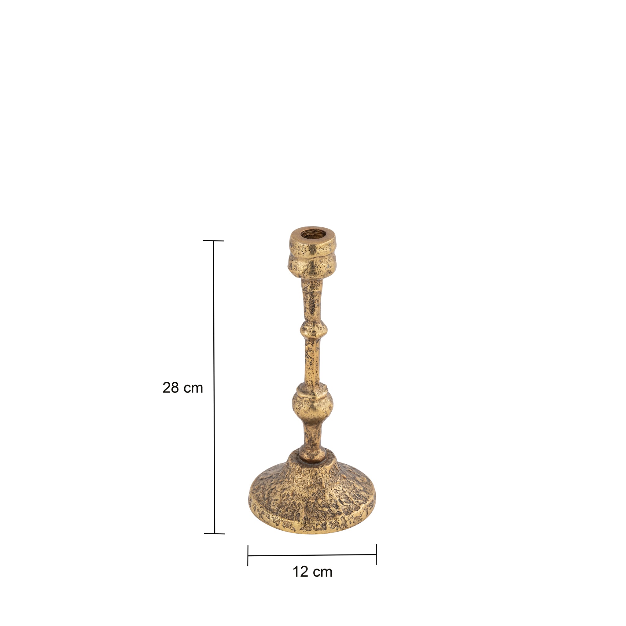 Solene Set of 3 Tall Taper Candle Holders – Aluminium Candlestick Holder in Antique Brass