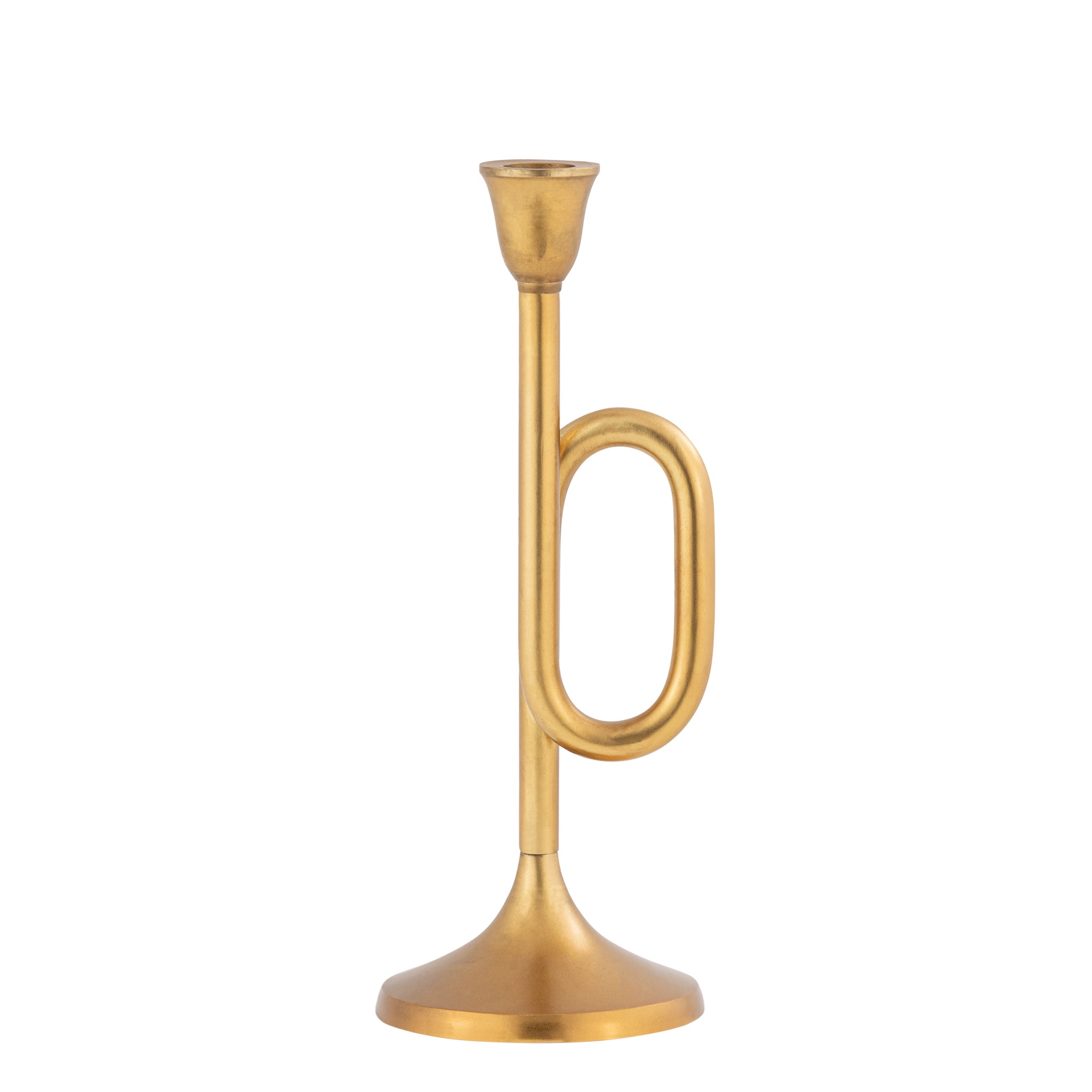 Aurea Gold Trumpet Design Candle Holders – Decorative Candlestick Centerpiece Set of 2