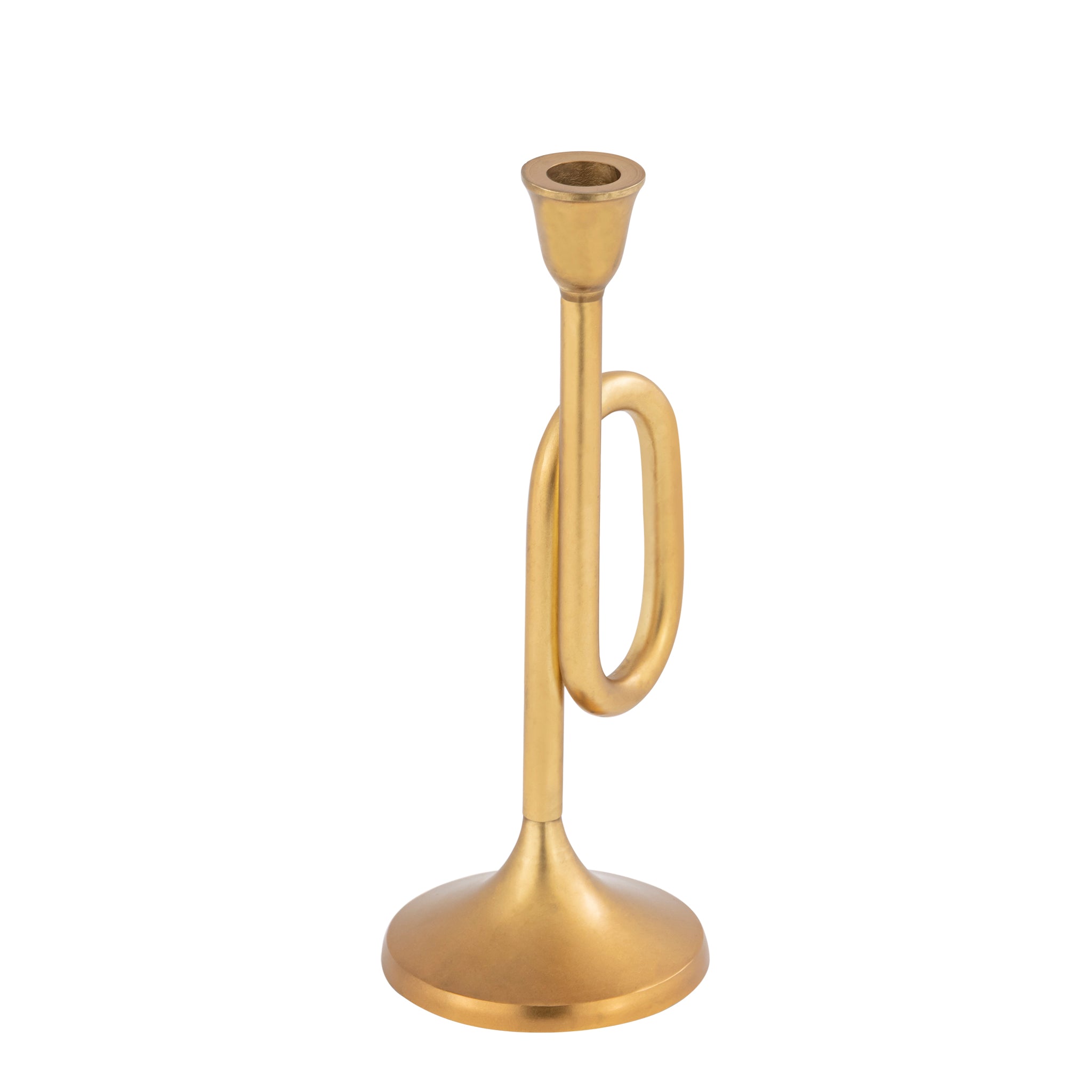 Aurea Gold Trumpet Design Candle Holders – Decorative Candlestick Centerpiece Set of 2