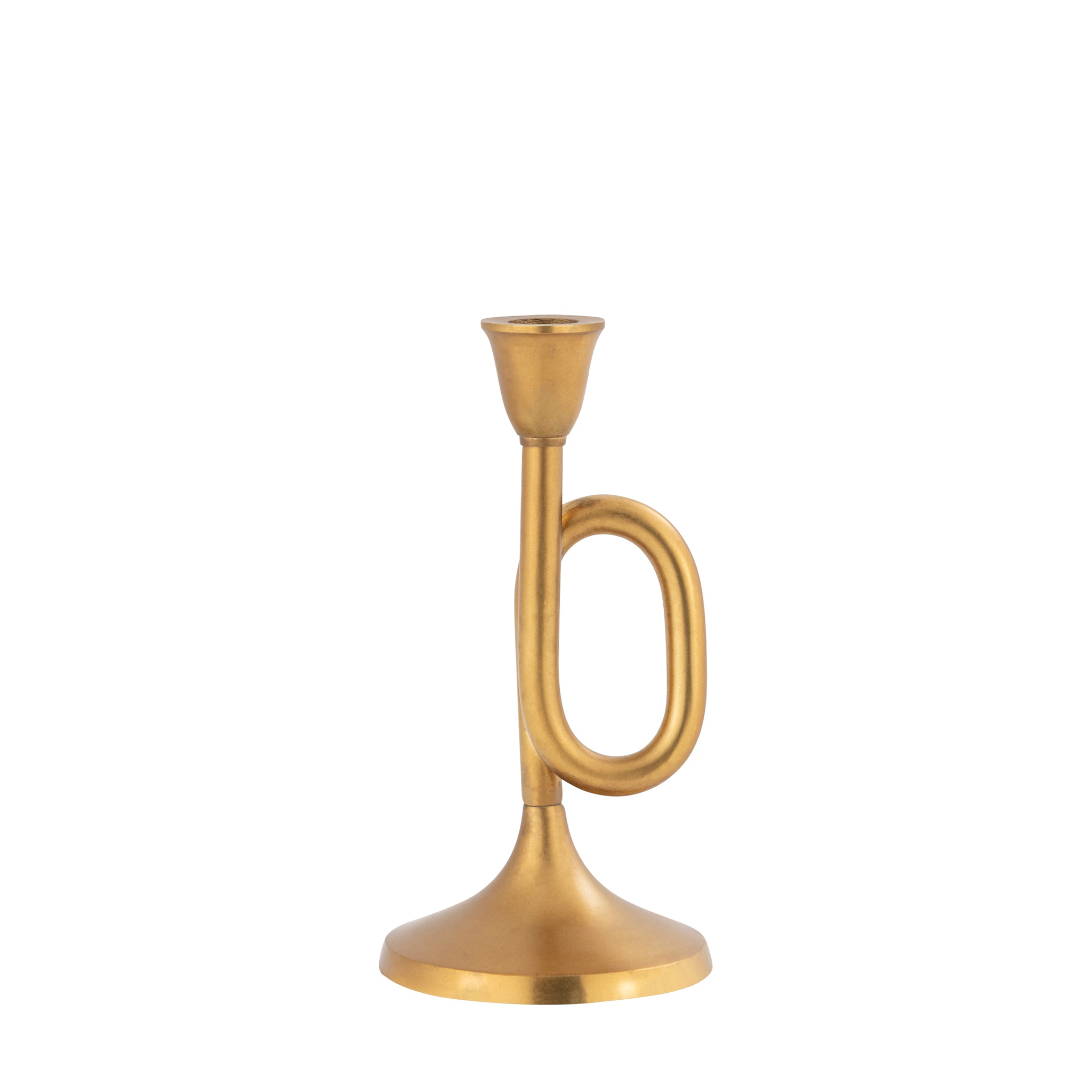Aurea Gold Trumpet Design Candle Holders – Decorative Candlestick Centerpiece Set of 2