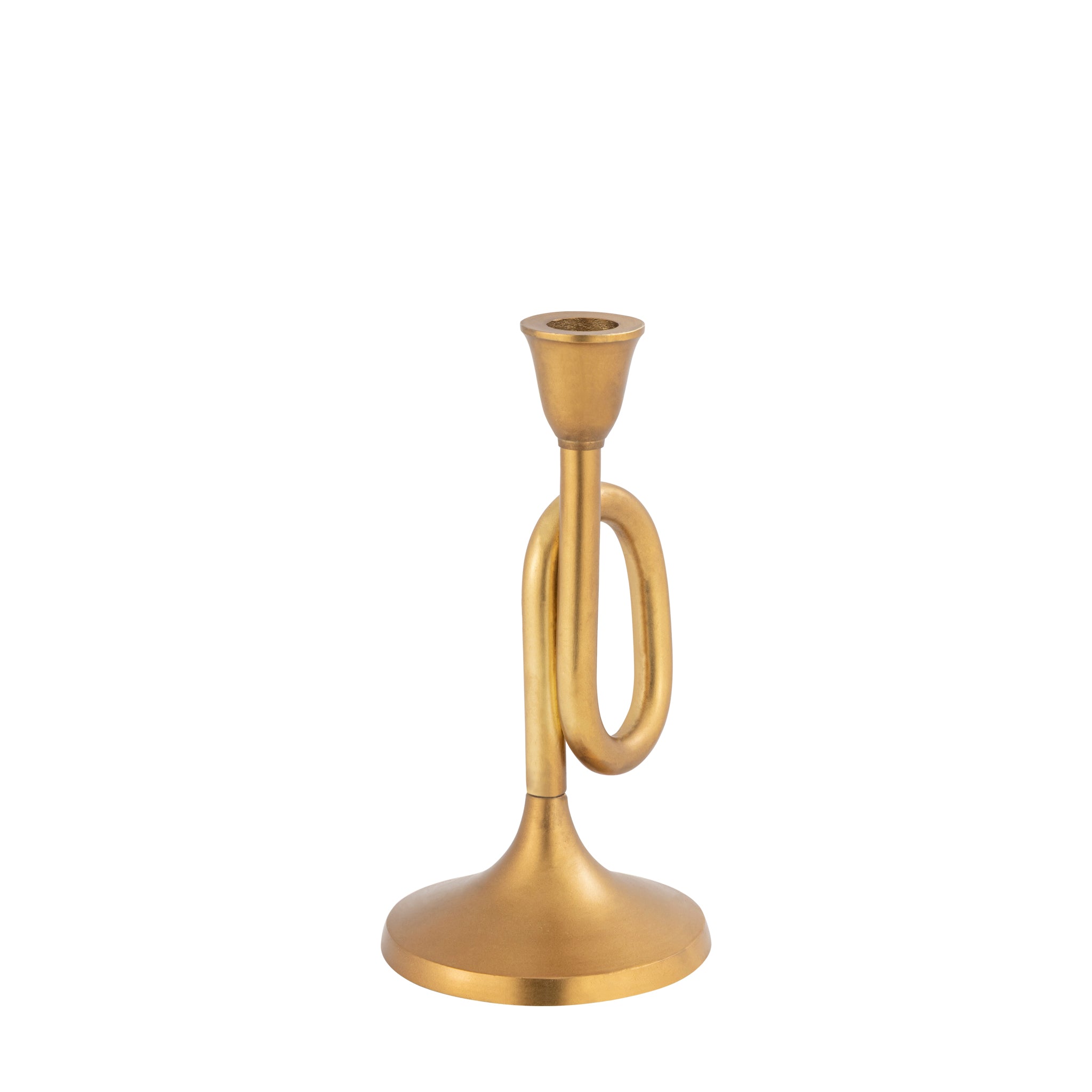 Aurea Gold Trumpet Design Candle Holders – Decorative Candlestick Centerpiece Set of 2