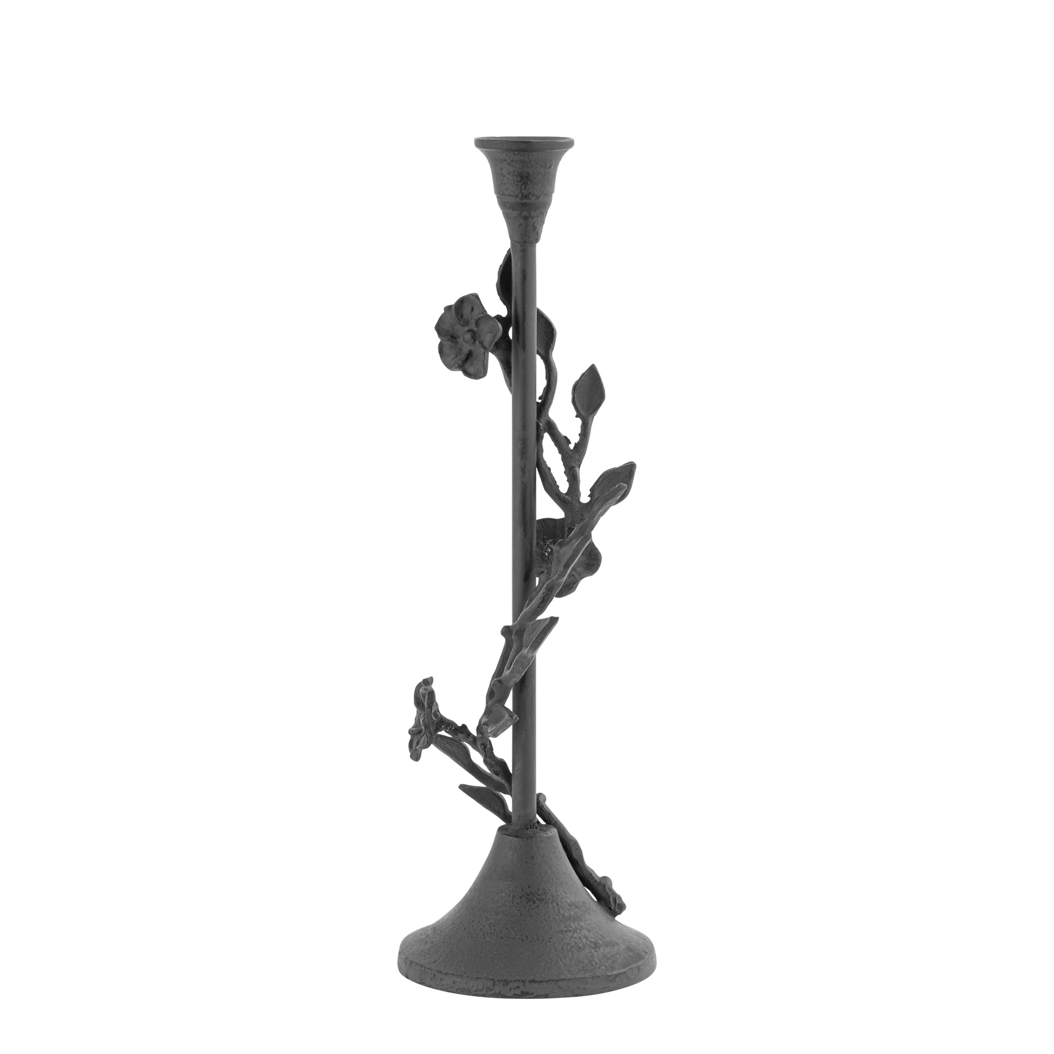 Eden Set of 2 Floral Branch Taper Candle Holders – Antique Bronze Aluminium Taper Holders