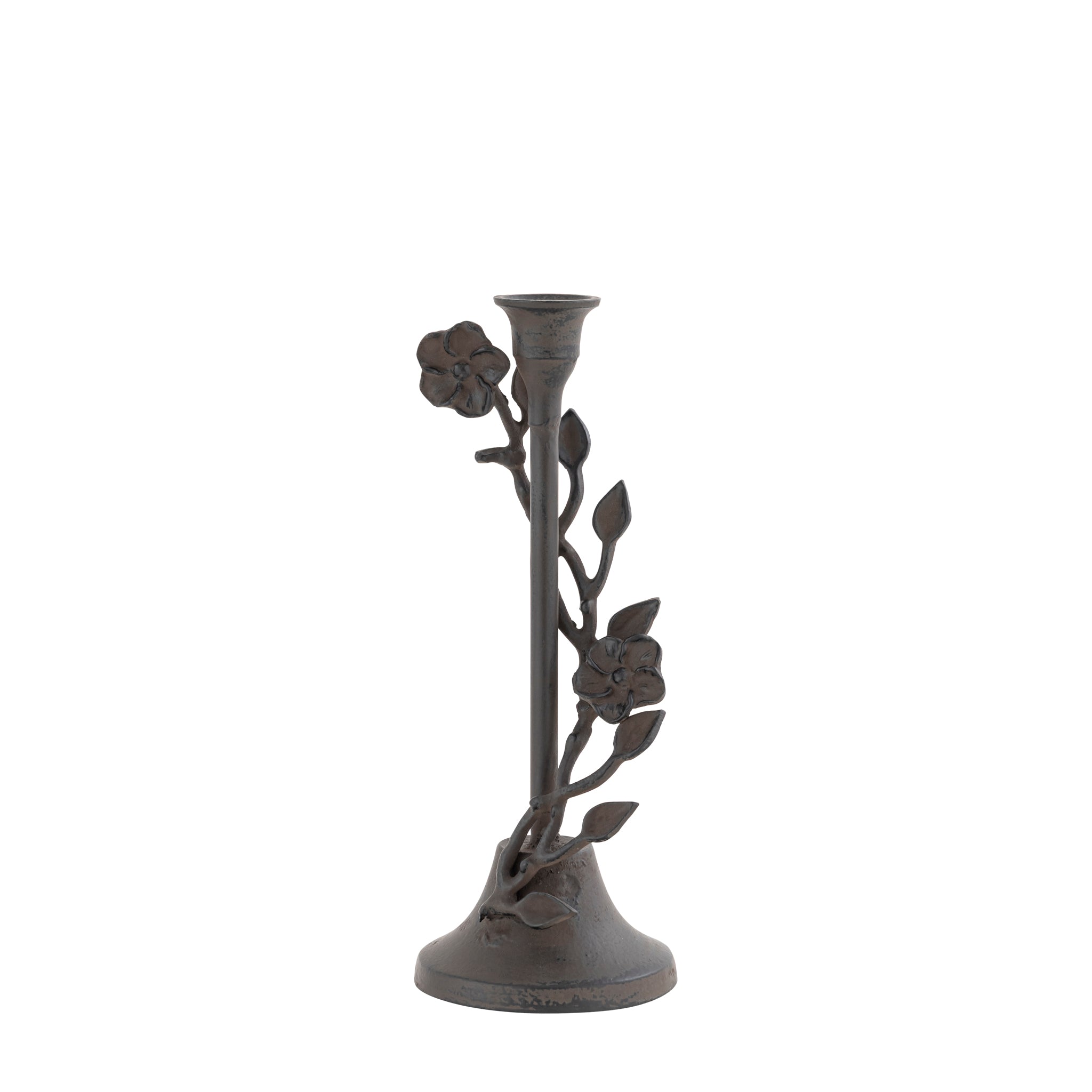 Eden Set of 2 Floral Branch Taper Candle Holders – Antique Bronze Aluminium Taper Holders