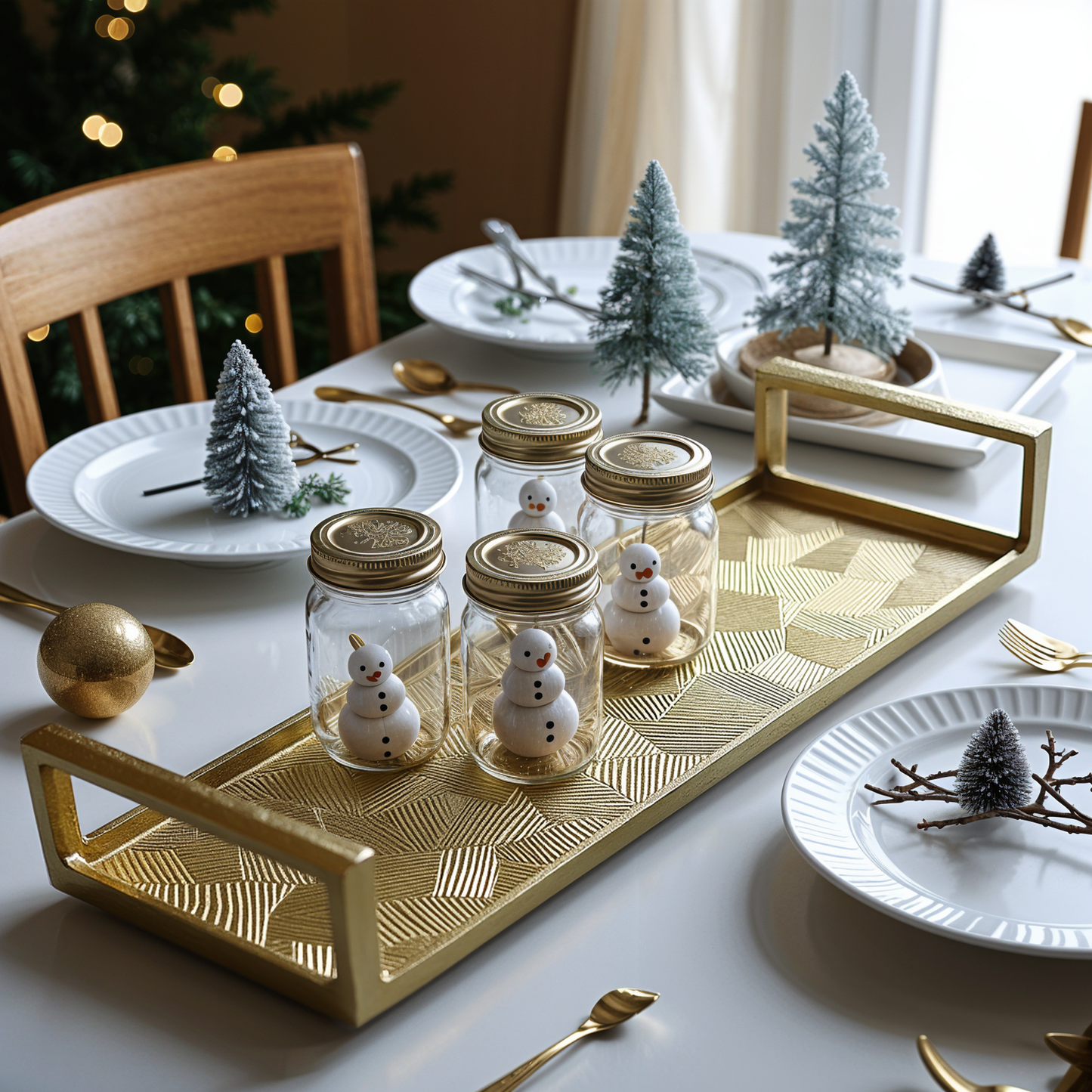 Gold Rectangle Decorative Tray-Modern Farmhouse Living Room Decor Elegant Coffee Table Centerpiece & New Home Gift Idea