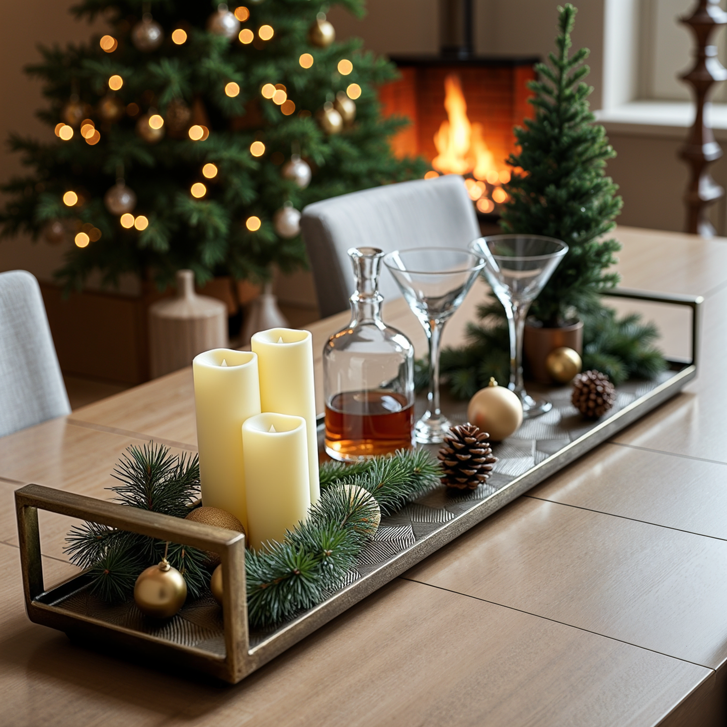 Gold Rectangle Decorative Tray-Modern Farmhouse Living Room Decor Elegant Coffee Table Centerpiece & New Home Gift Idea