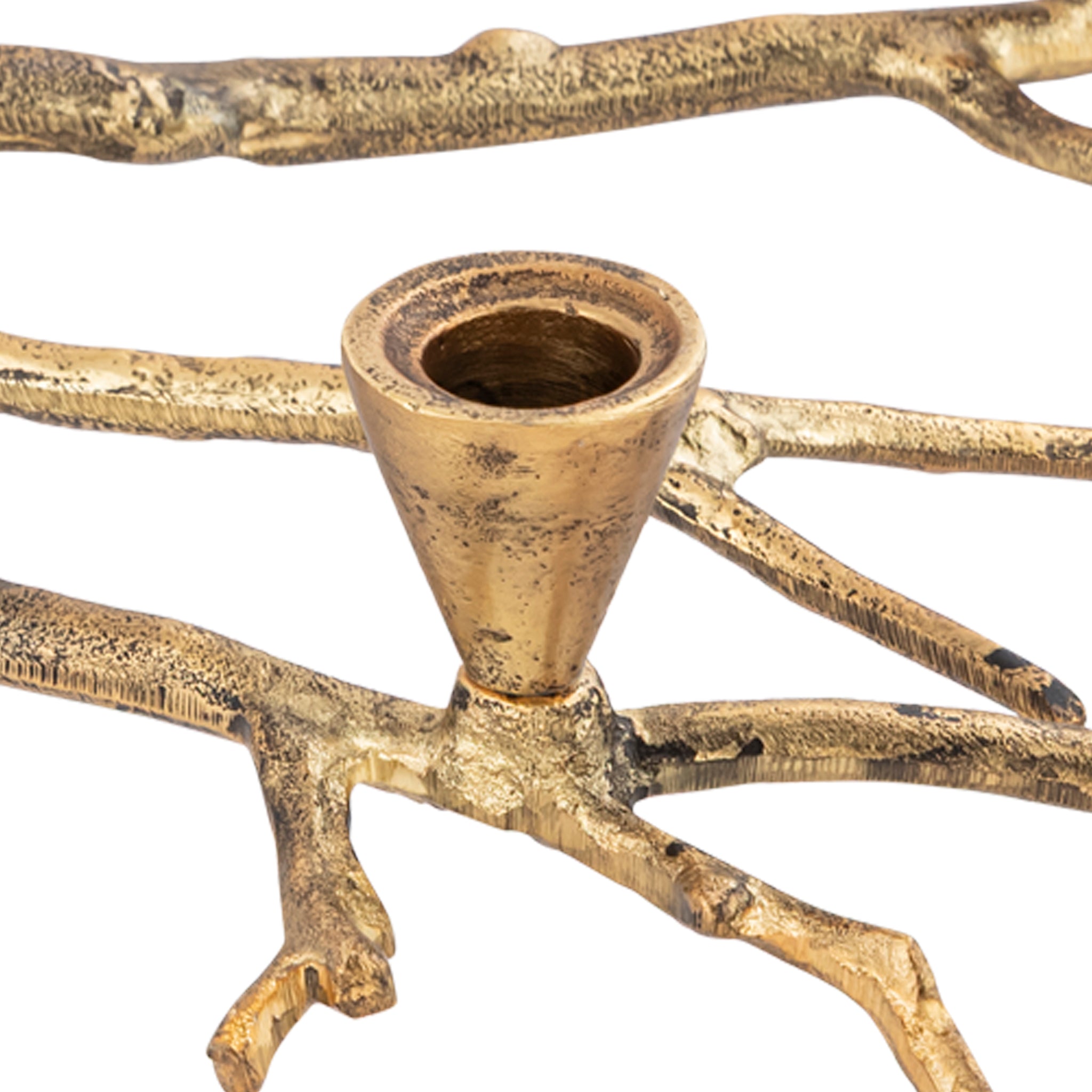 Antique Gold Sculptural Branch Candle Holder – 5-Taper Aluminium Centrepiece