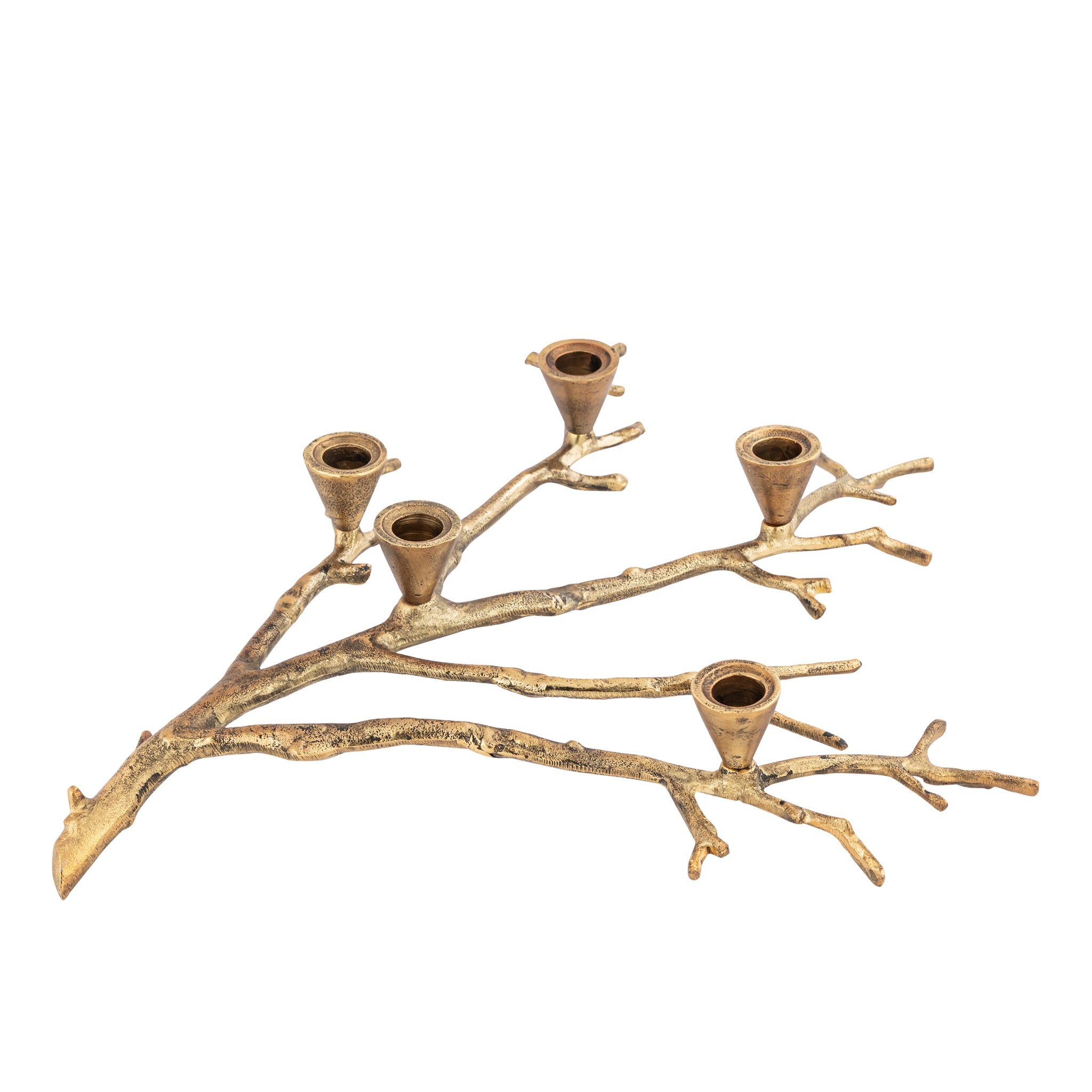 Dunster Antique Gold Sculptural Branch Candle Holder – 5-Taper Aluminum Centerpiece