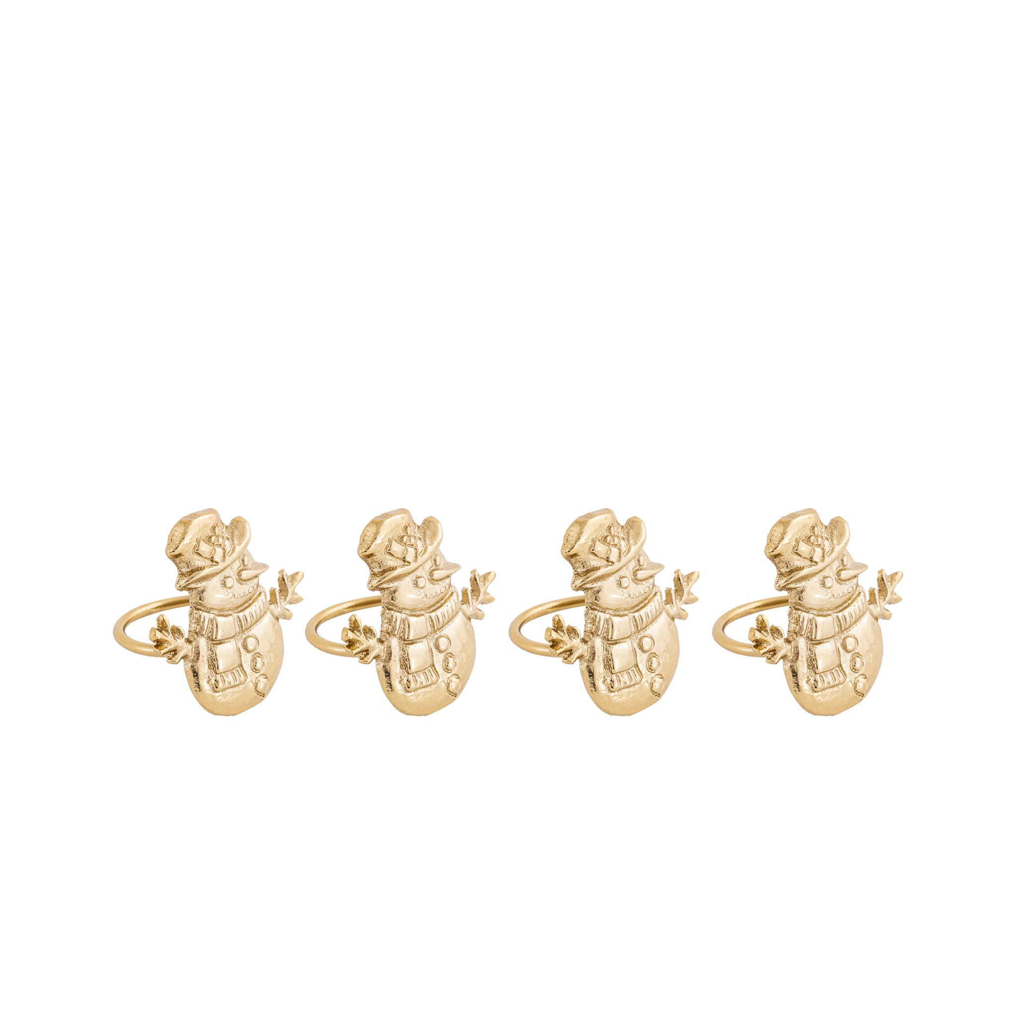 Gold Snowman Napkin Rings – Decorative Metal Holiday Table Setting (Set of 4)