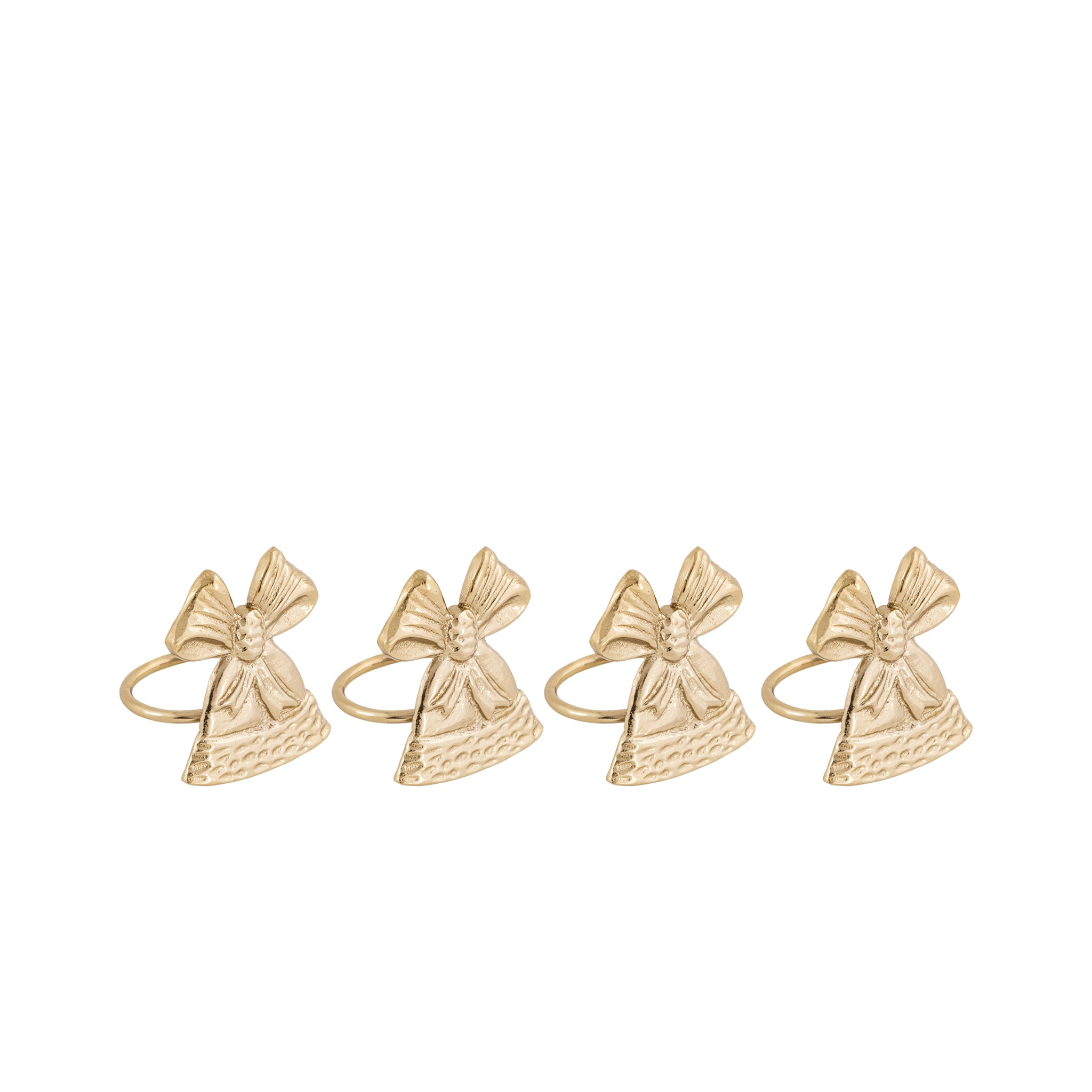 Gold Jingle Bell Napkin Rings – Decorative Metal Table Setting (Set of 4)