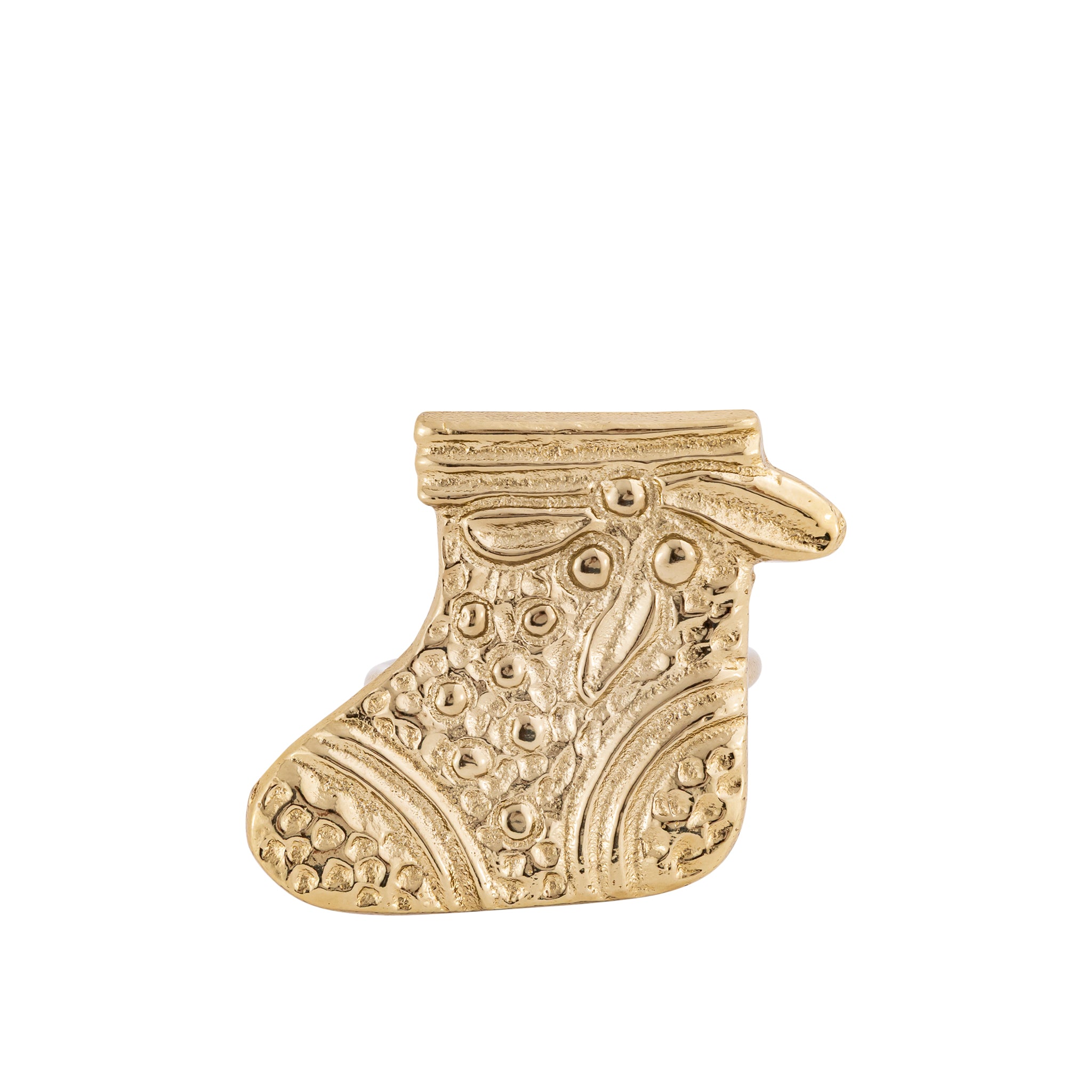 Gold Christmas Stocking Napkin Rings – Decorative Metal Table Setting (Set of 4)