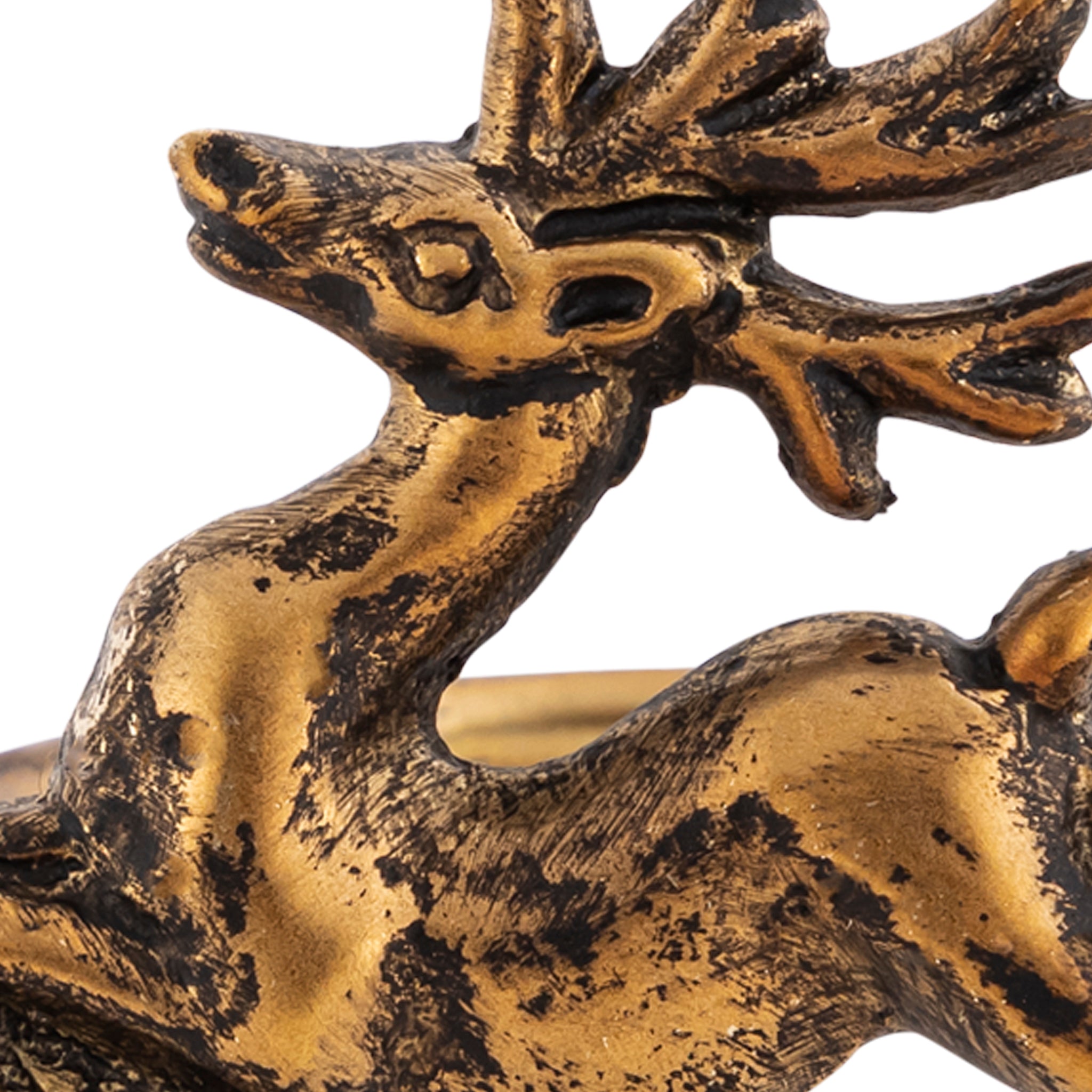 Antique Gold Handcrafted Aluminium Reindeer Napkin Rings – Set of 4