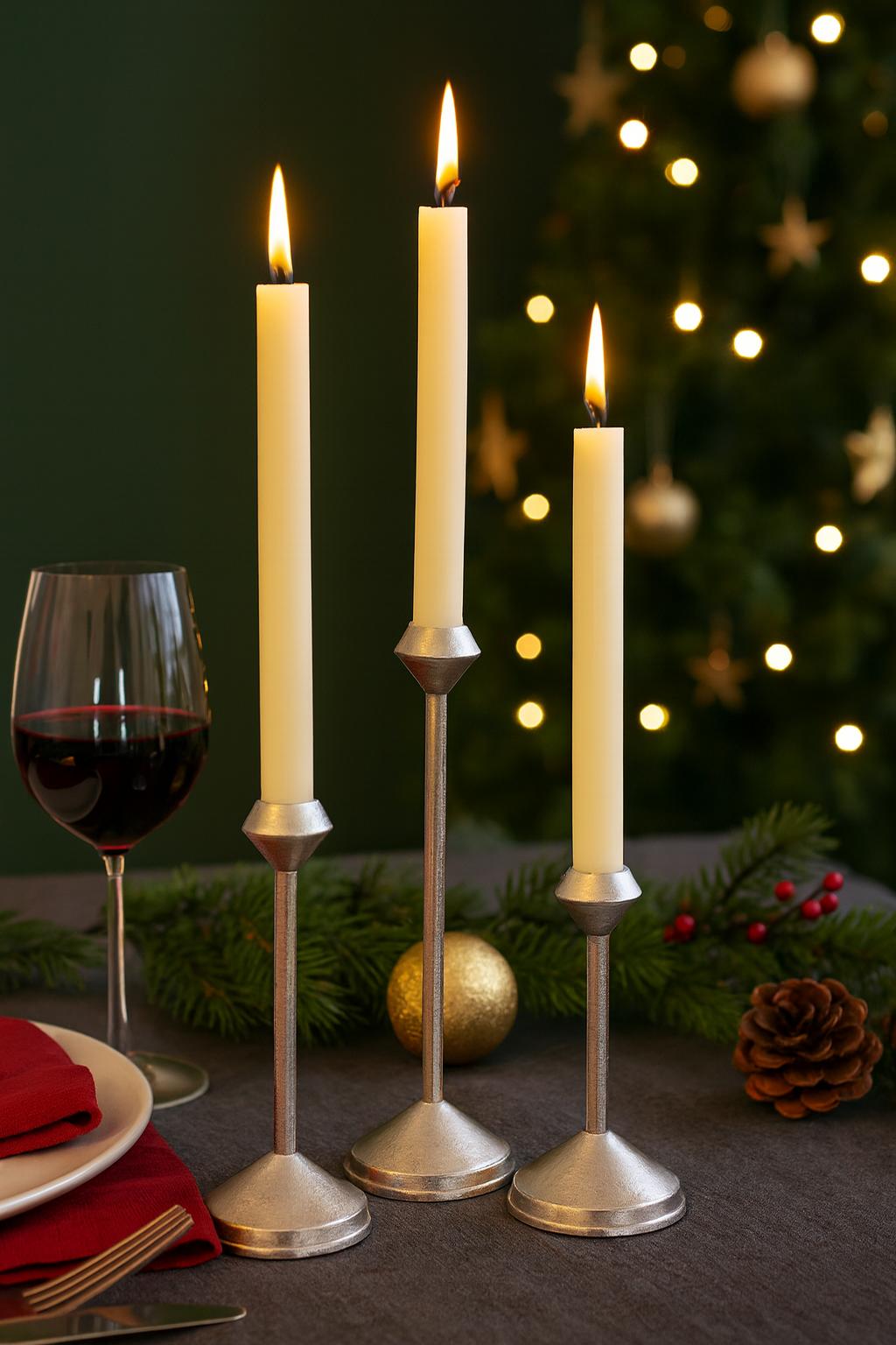 Lunare Elegant Metal Candle Holder Set of 3 Timeless Home Accent