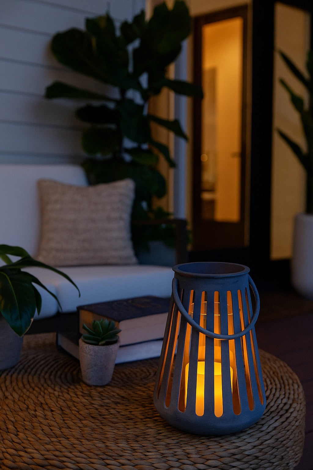 Auryn Rustic Washed-Finish Hurricane Candle Holder/Lantern – Indoor Outdoor Porch Decor