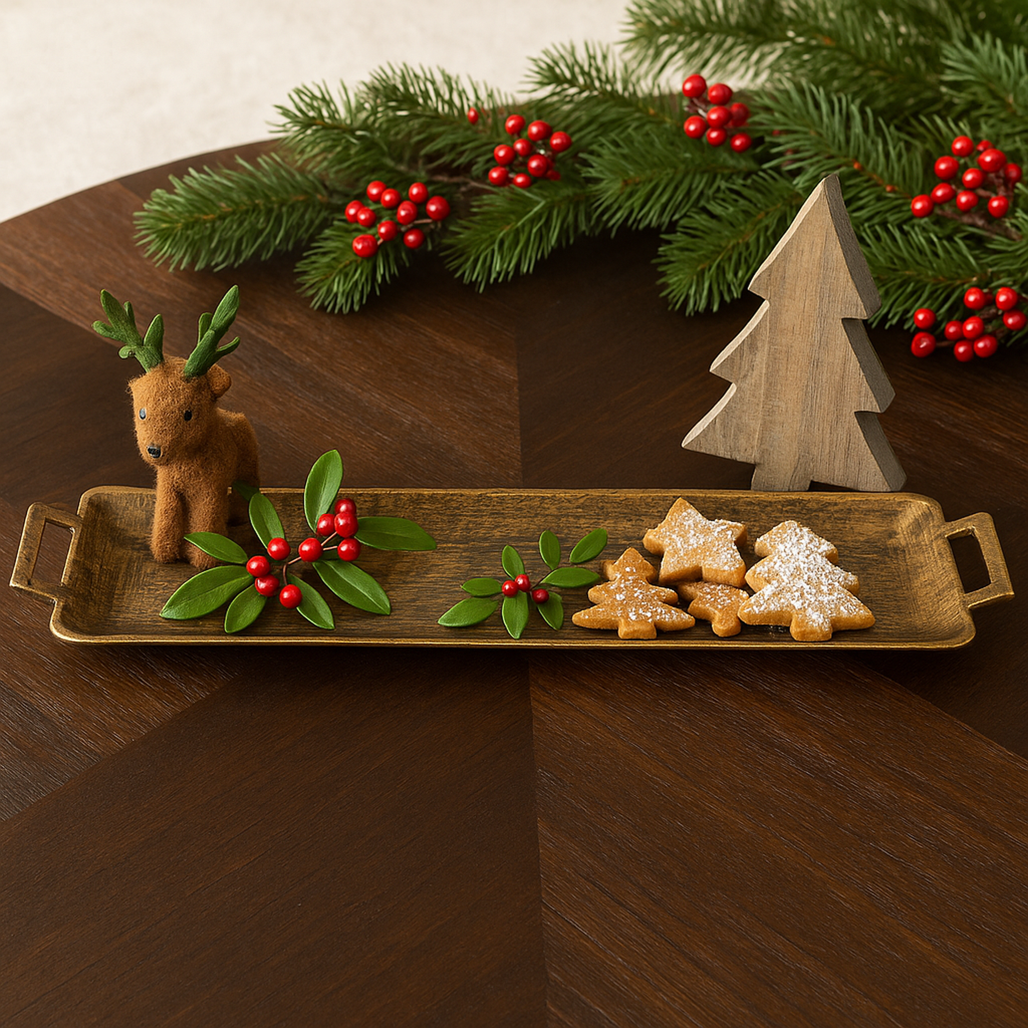 Bedford Decorative Rectangular Tray Large Antique Brass