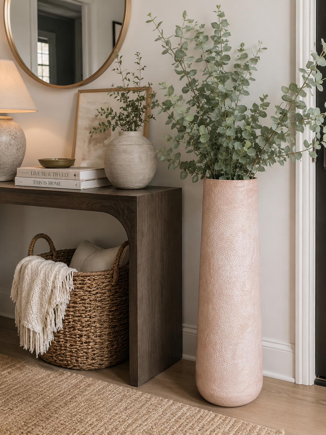 Aveline Textured Tall Metal Vase