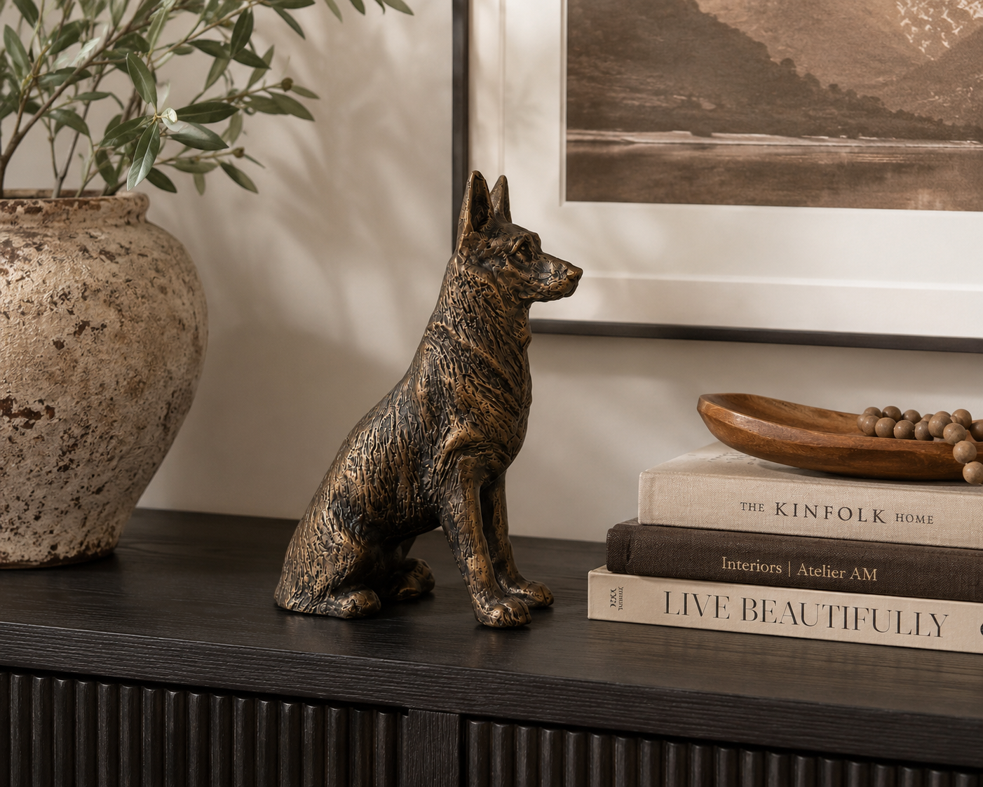 Max Sitting Dog Antique Gold