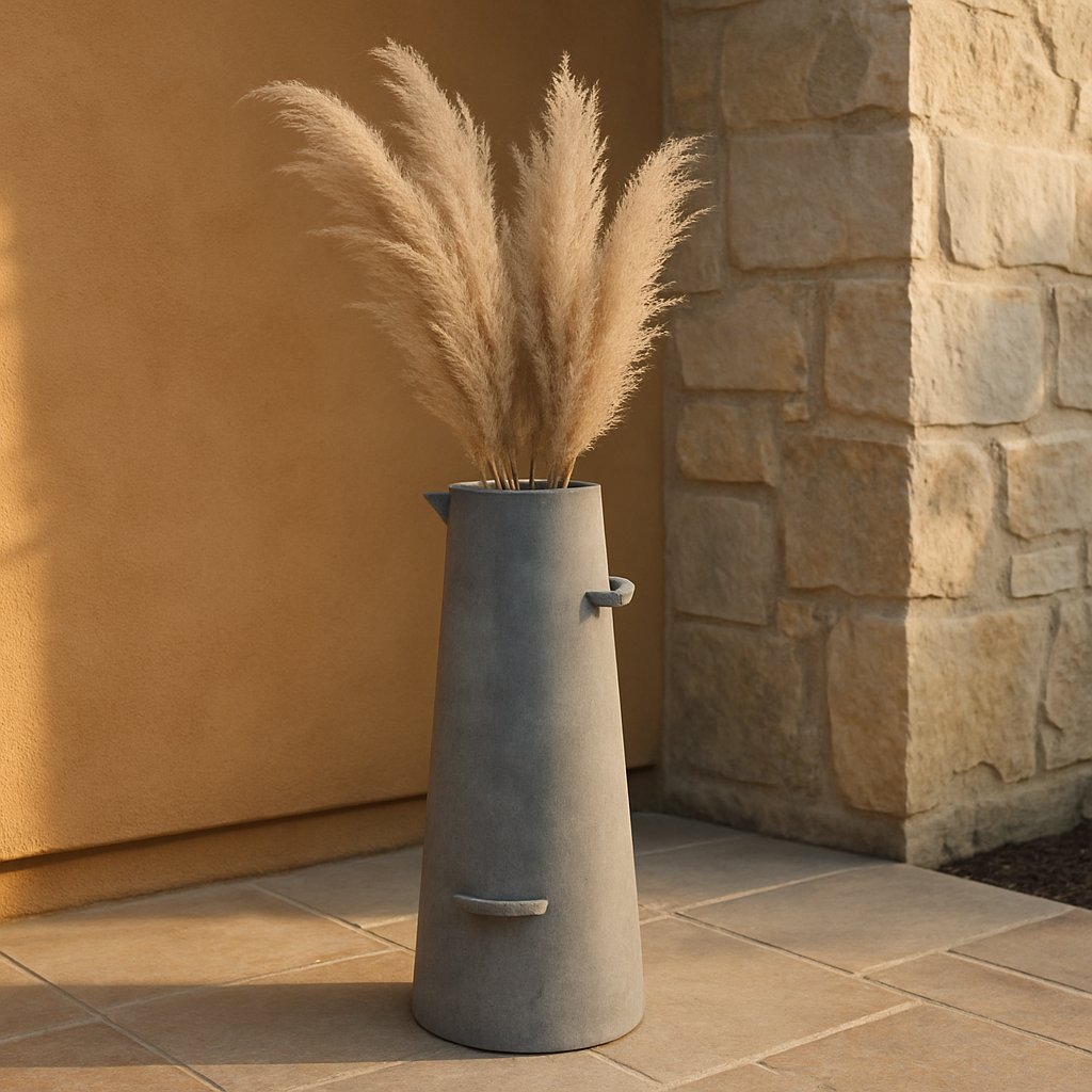 Evara Tall Pitcher Earth-Washed Terracotta Finish Modern Aluminum Vase