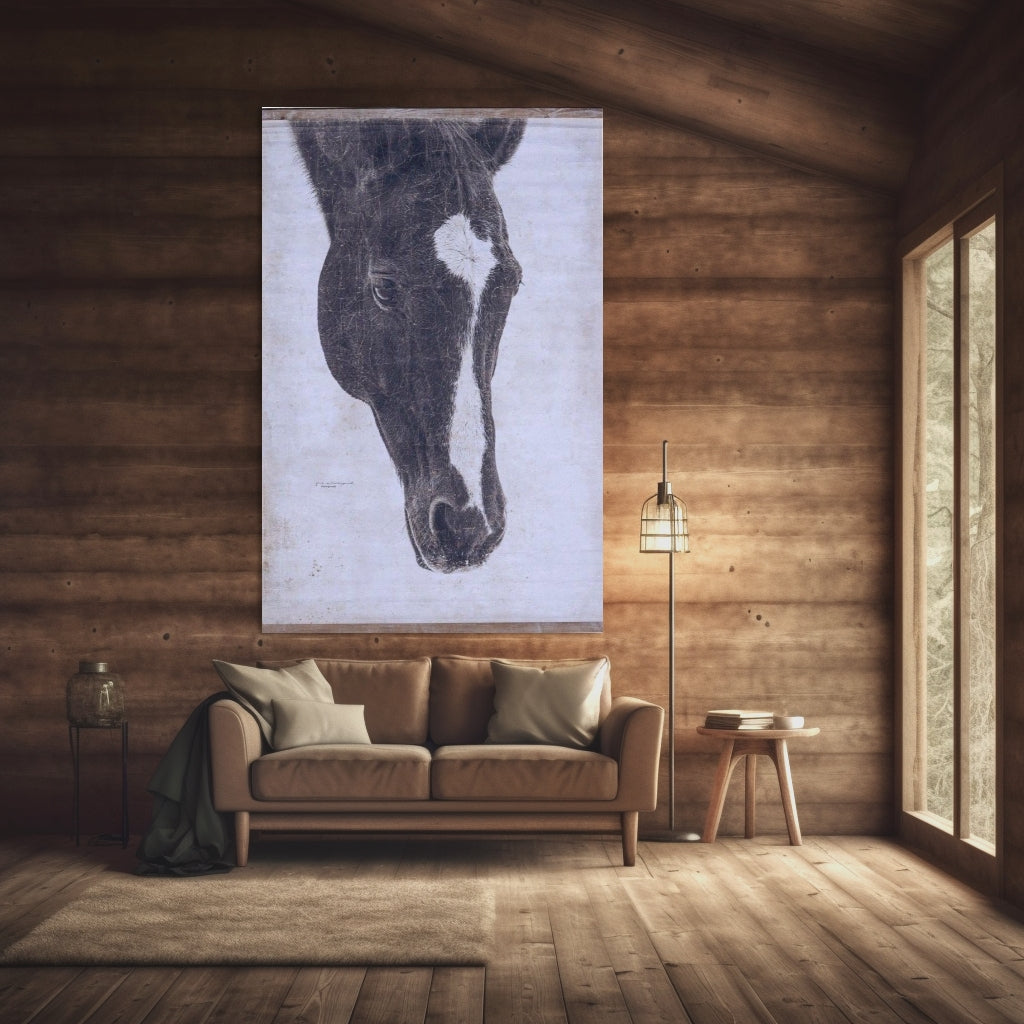 Rustic Horse Wall Art – Farmhouse Equine Figure on Recycled Paper