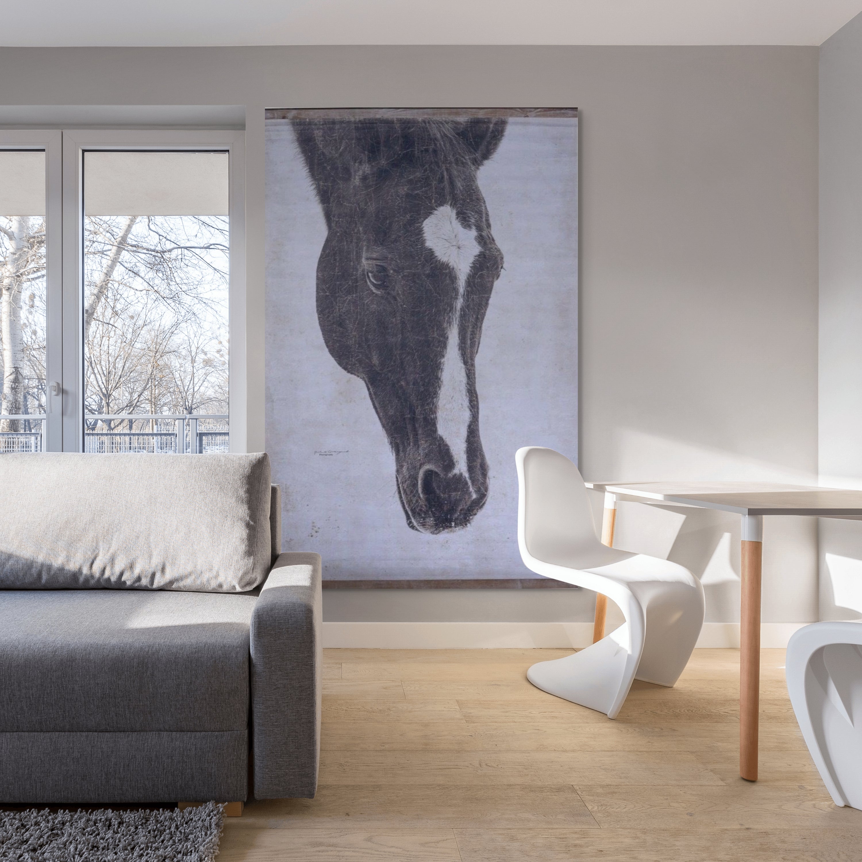 Rustic Horse Wall Art – Farmhouse Equine Figure on Recycled Paper