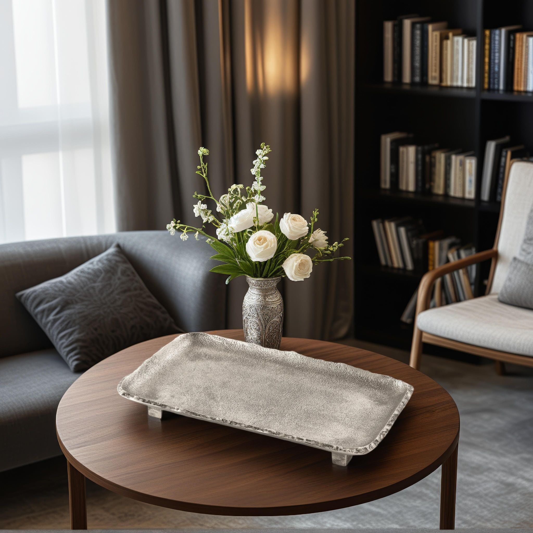 Ely Rectangular Tray Medium Antique Silver