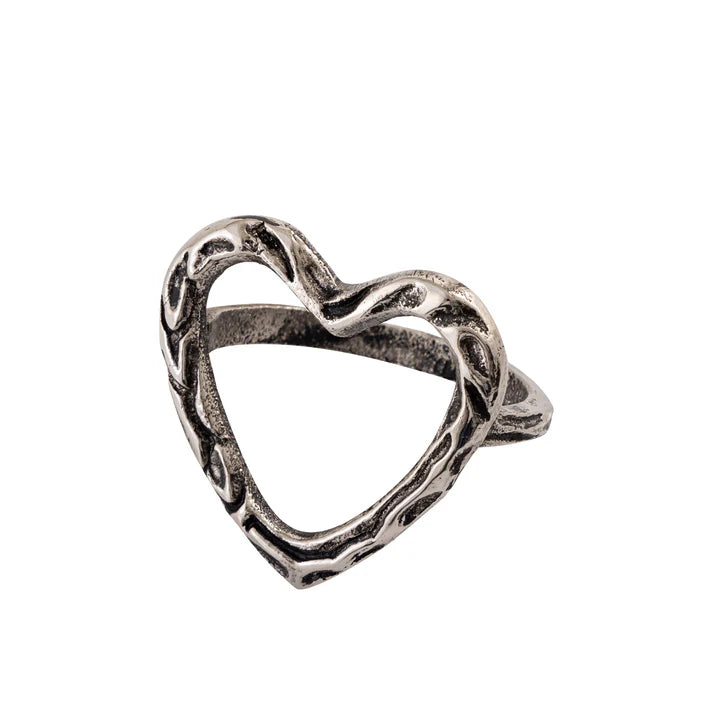 Heart Metal Napkin Ring Antique Silver (Set of 4)