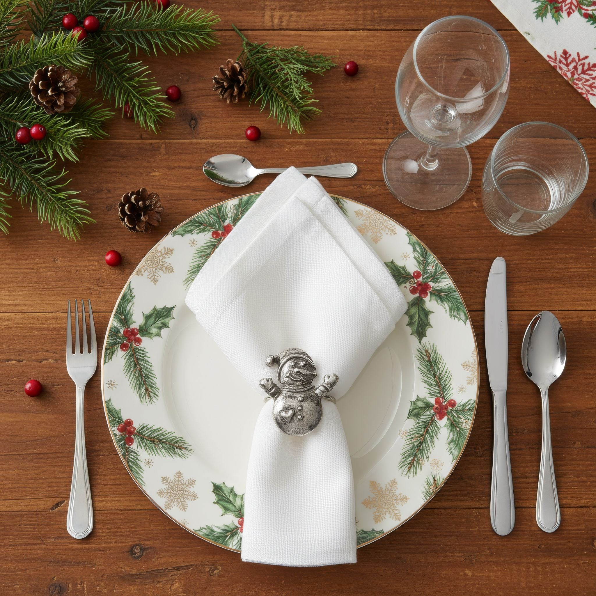 Antique Silver Snowman Napkin Rings – Decorative Metal Table Setting (Set of 4)
