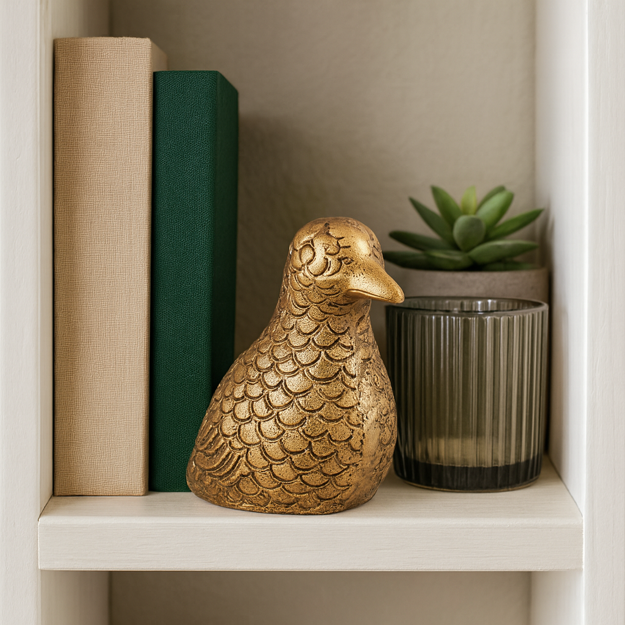 Avior Antique Brass Bird Ornament – Handcrafted Aluminium Decorative Figurine