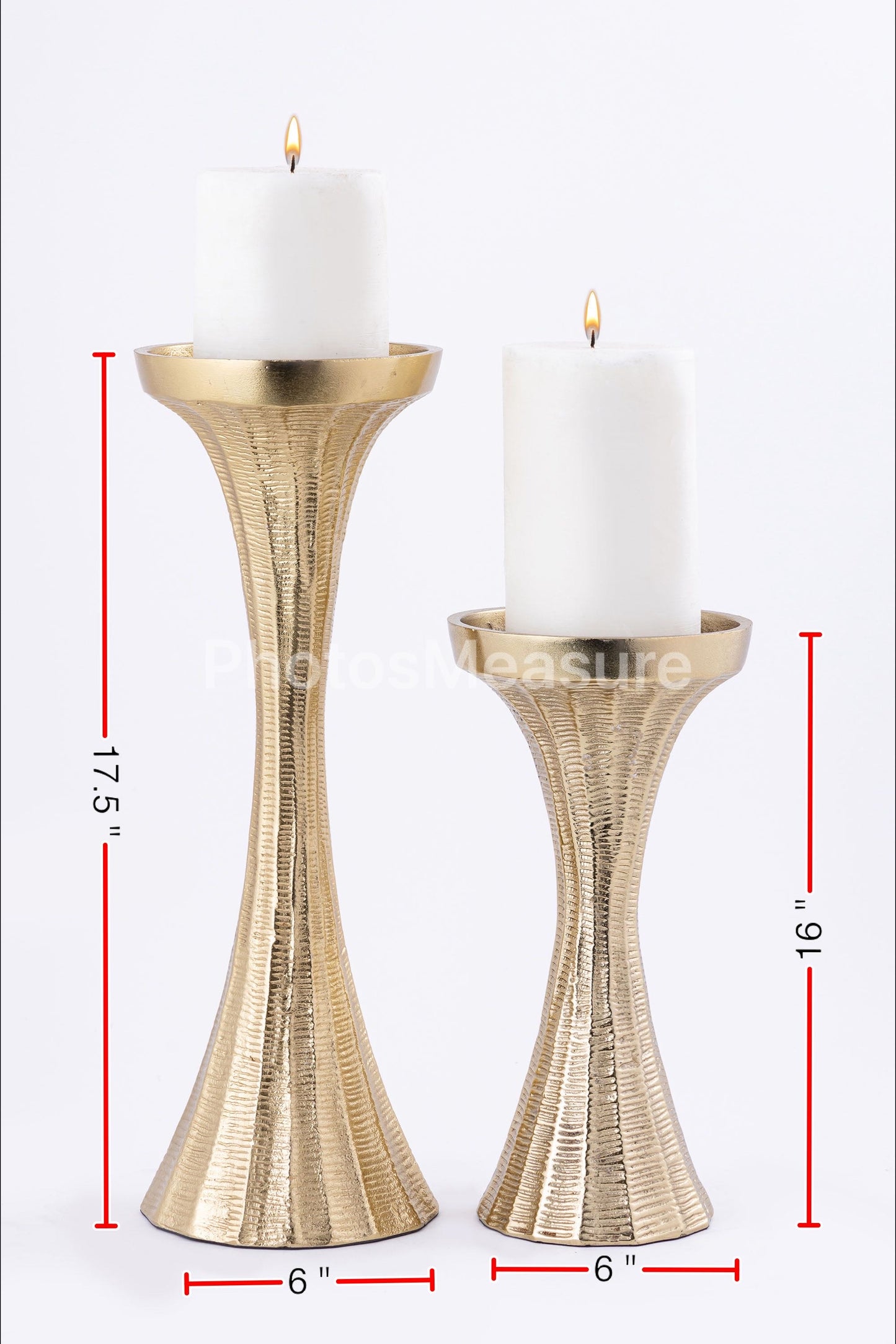 Orvyn Elegant Tall Gold Pillar Candle Holders Set of 2 For Modern Home and Wedding Decor