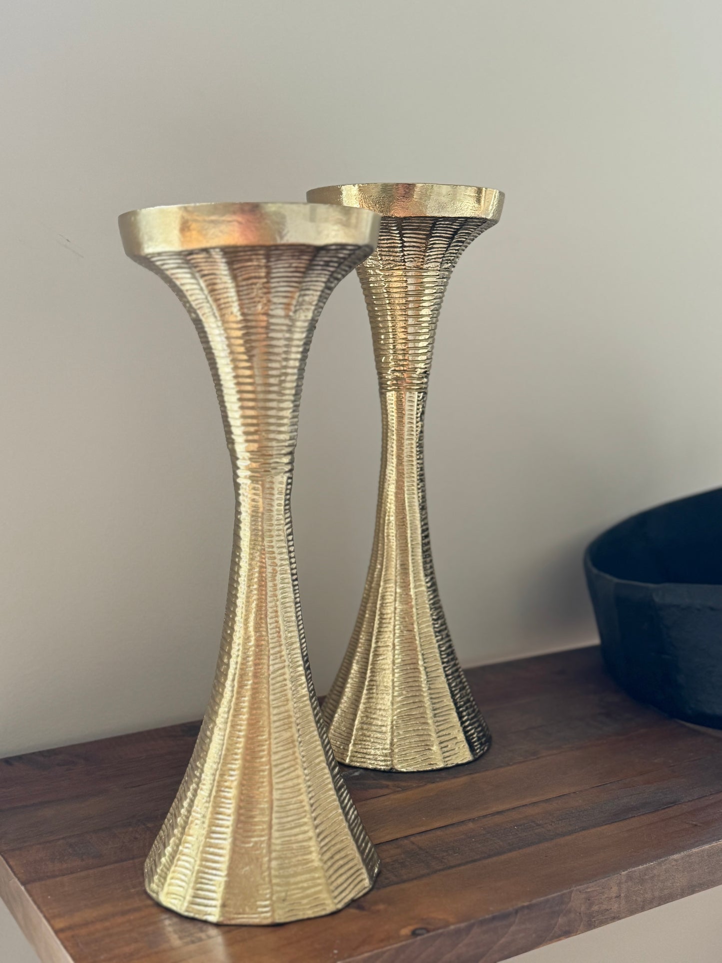 Orvyn Elegant Tall Gold Pillar Candle Holders Set of 2 For Modern Home and Wedding Decor