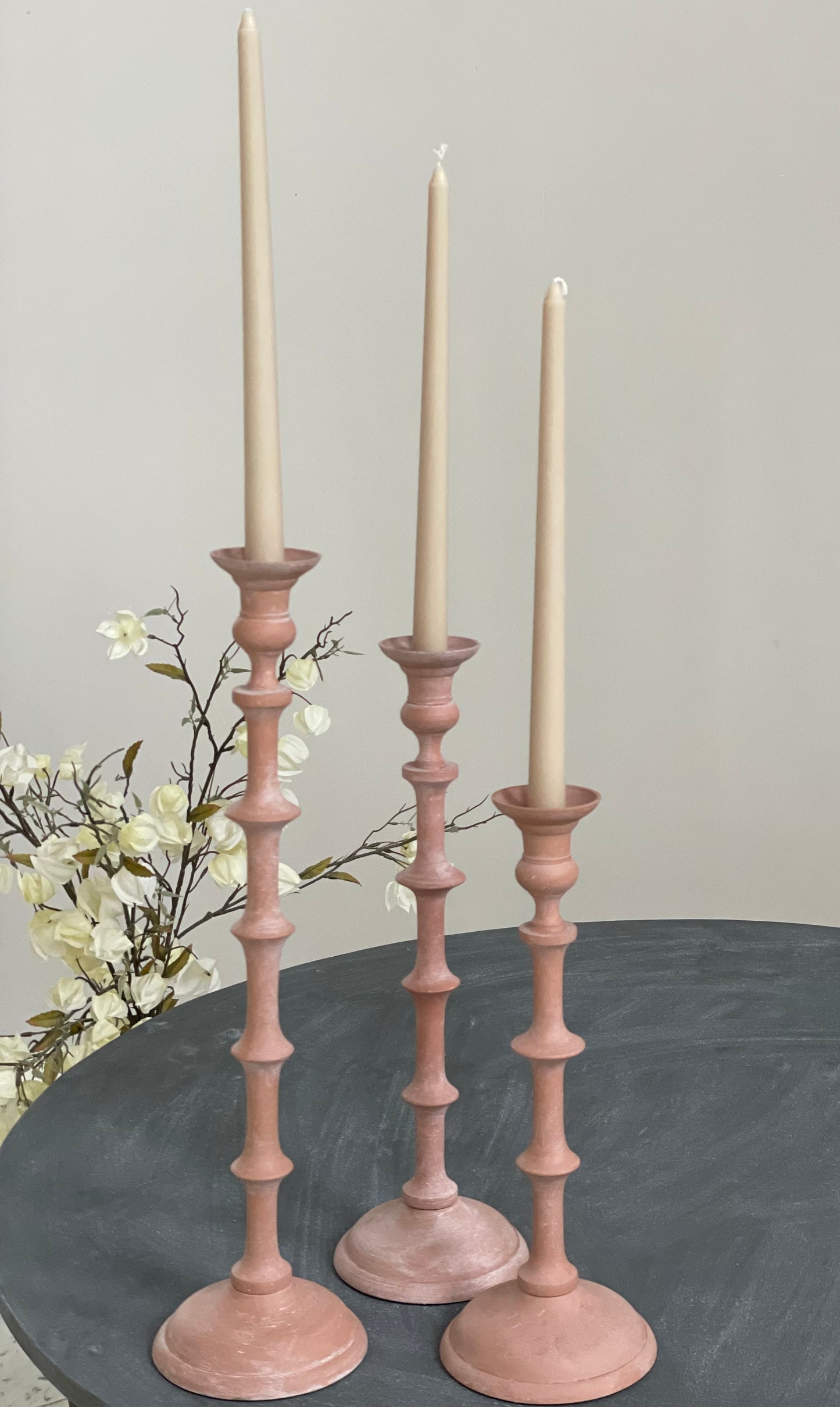 Terra Set of 3 Aluminum Candle Holders Rustic Terracotta-Look