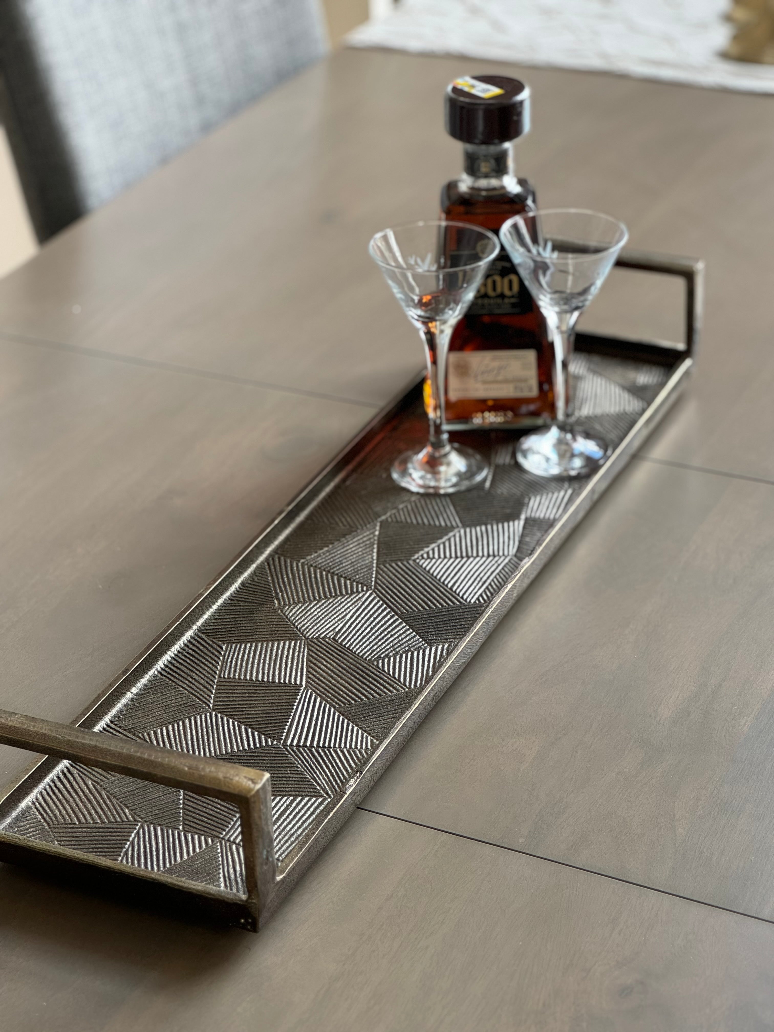 Antique Gold Rectangle Tray: Modern Farmhouse Coffee Table Centerpiece