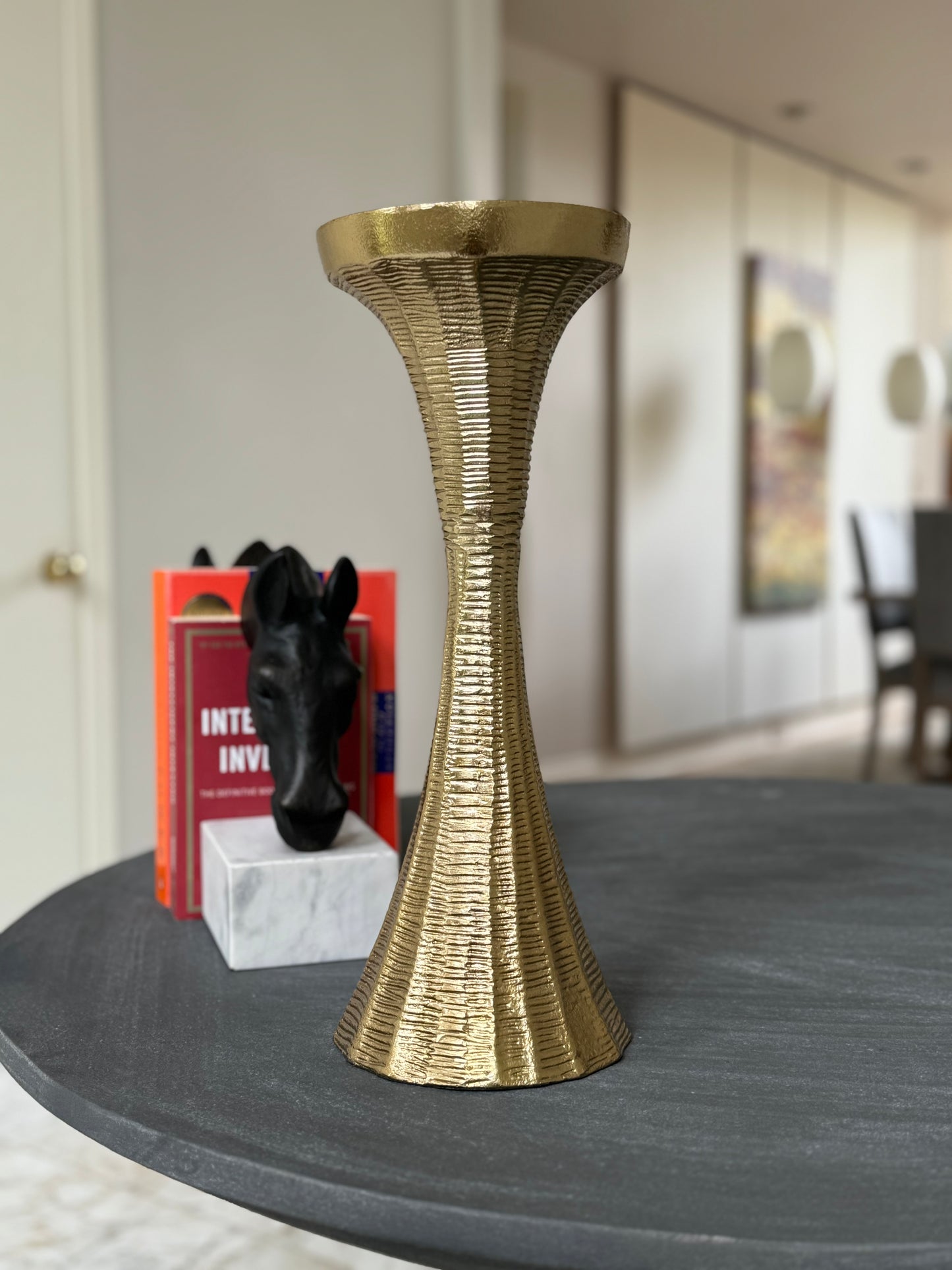 Orvyn Elegant Tall Gold Pillar Candle Holders Set of 2 For Modern Home and Wedding Decor
