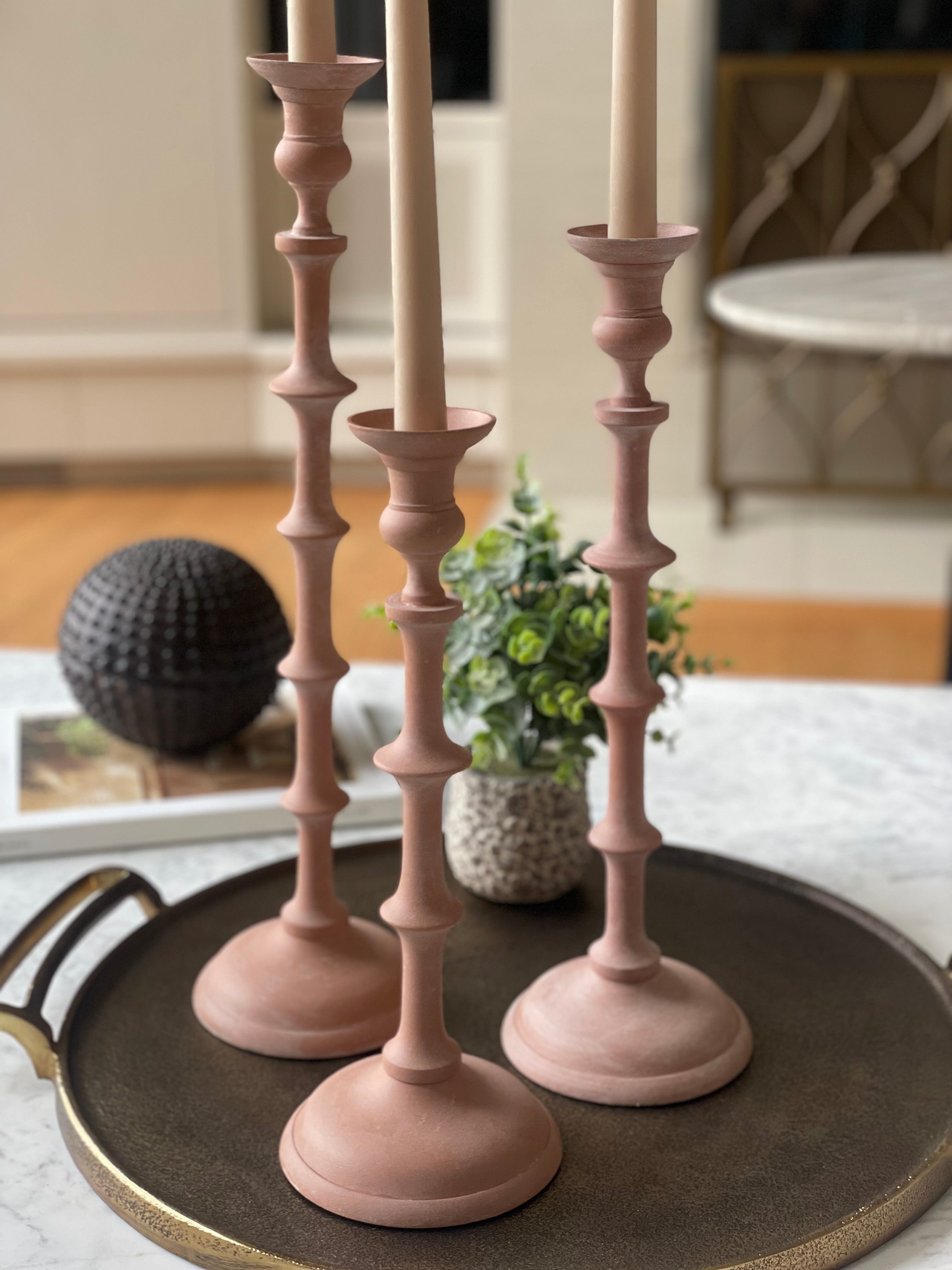 Terra Set of 3 Aluminum Candle Holders Rustic Terracotta-Look