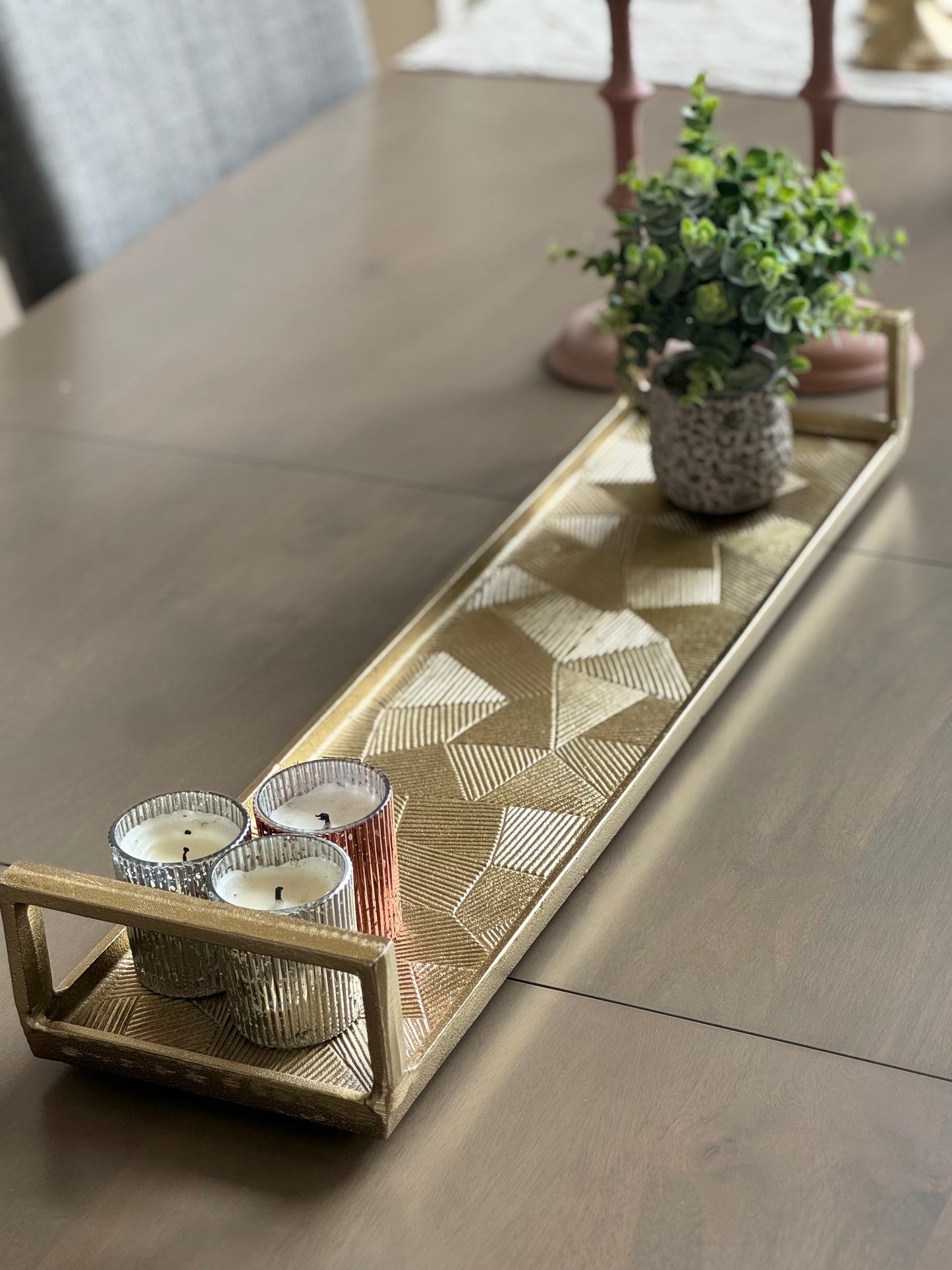 Gold Rectangle Decorative Tray-Modern Farmhouse Living Room Decor Elegant Coffee Table Centerpiece & New Home Gift Idea