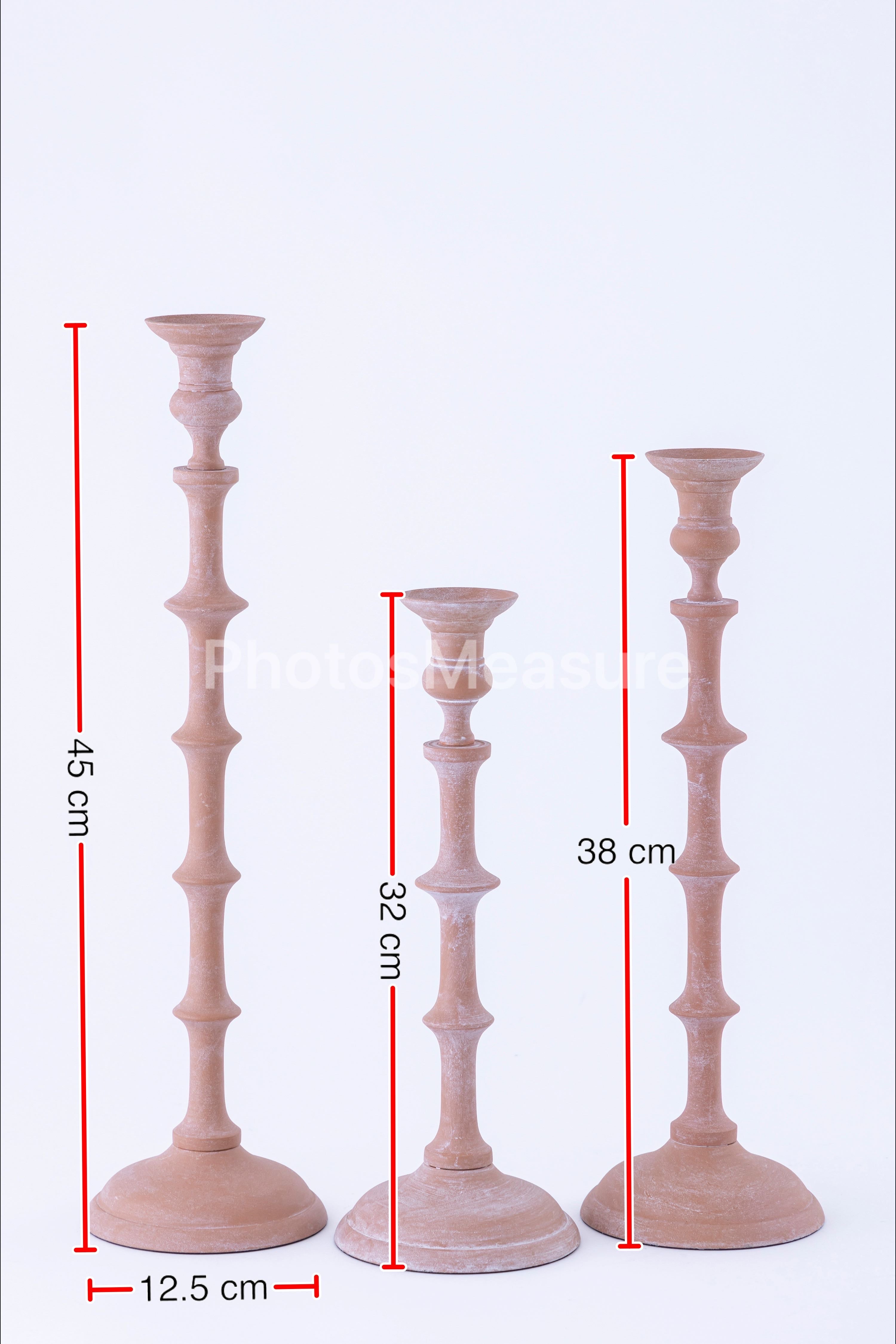 Terra Set of 3 Aluminum Candle Holders Rustic Terracotta-Look