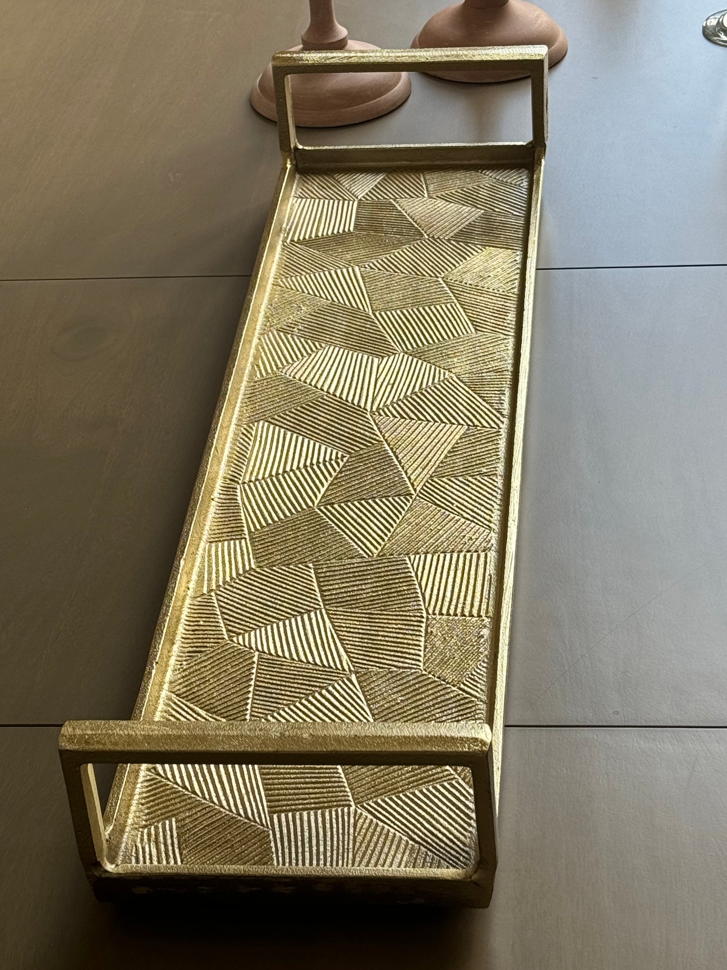 Gold Rectangle Decorative Tray-Modern Farmhouse Living Room Decor Elegant Coffee Table Centerpiece & New Home Gift Idea