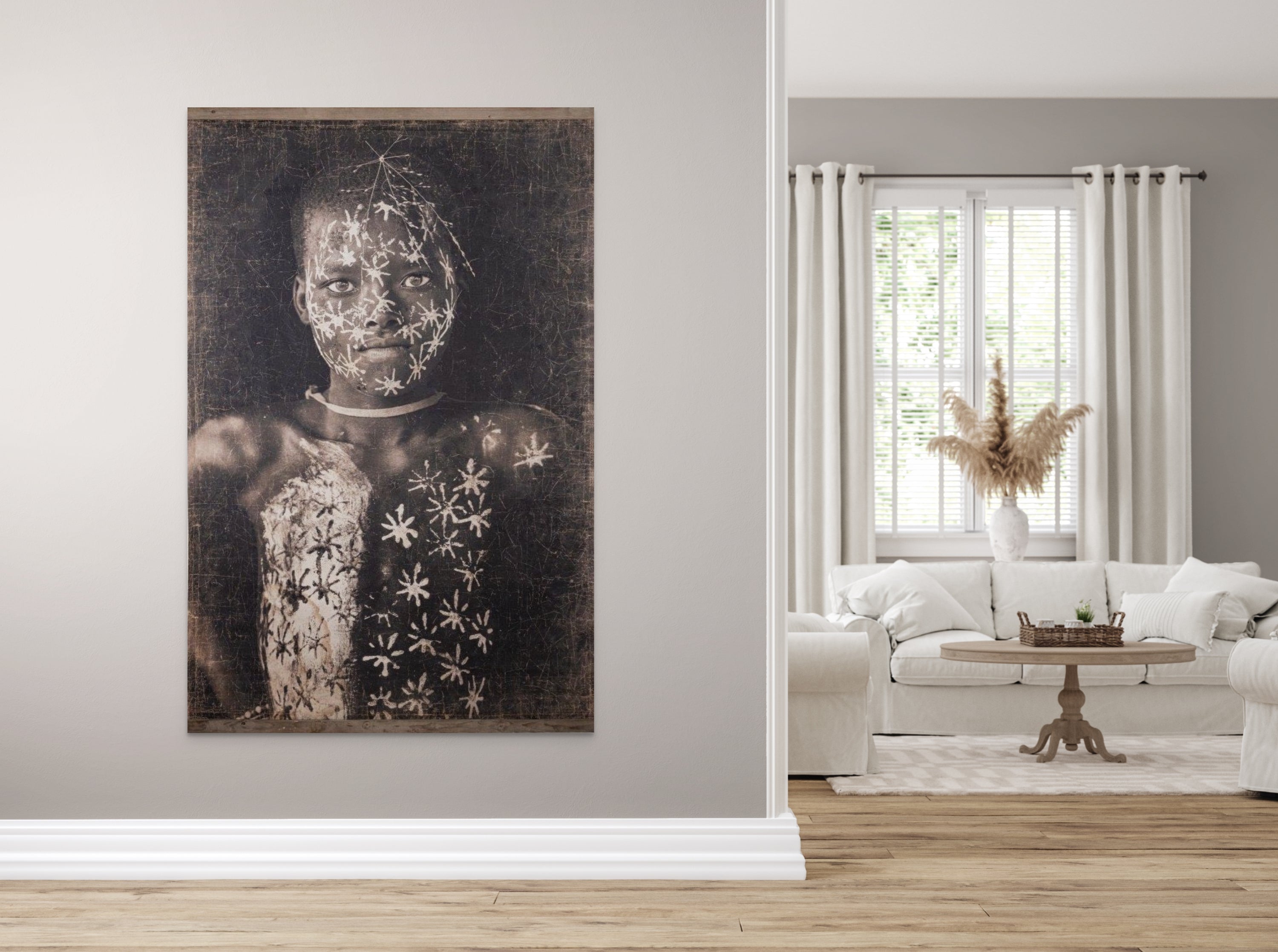 Boy with Body Art Figurative Wall Art – Modern Farmhouse Texture Print