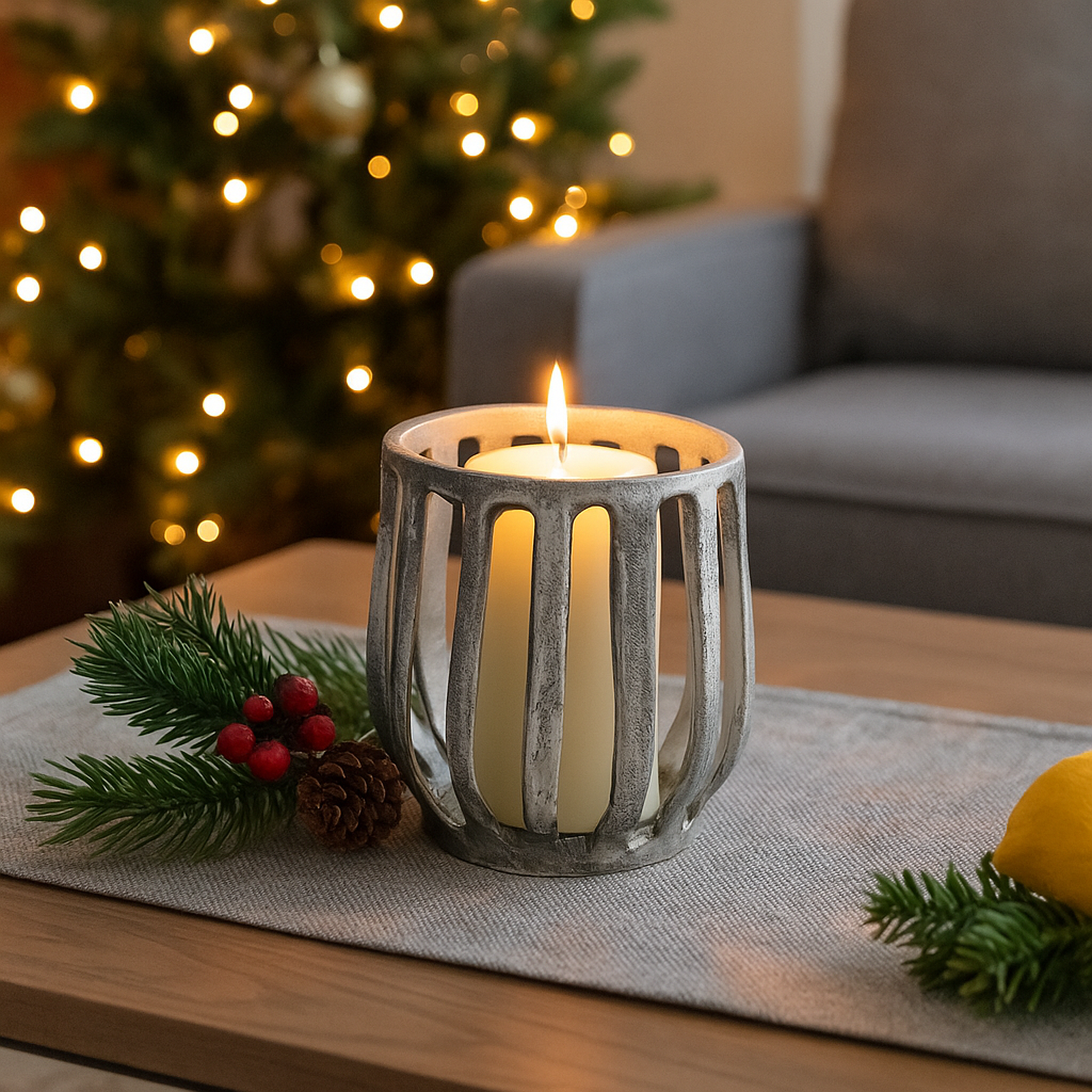 Eira Arched Metal Pillar Candle Holders – Antique Finish Decorative Lantern-Style Stand