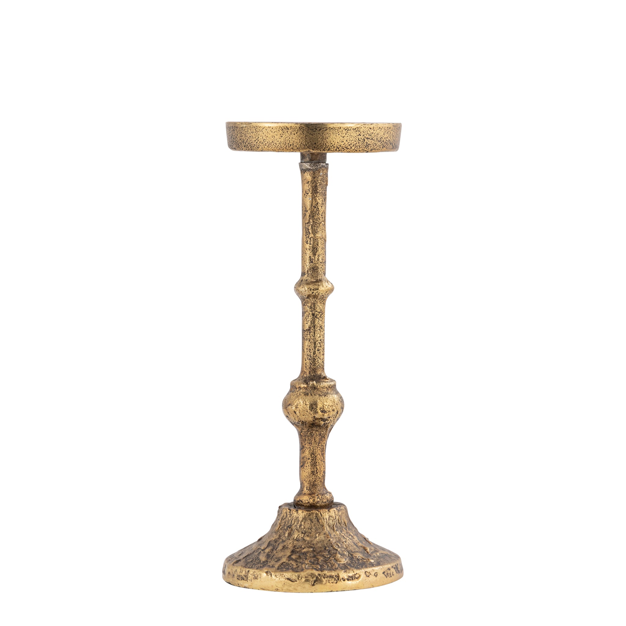 Eterna Set of 2 Handcrafted Aluminium Candle Holder Pair – Antique Brass Pillar Candle Stands