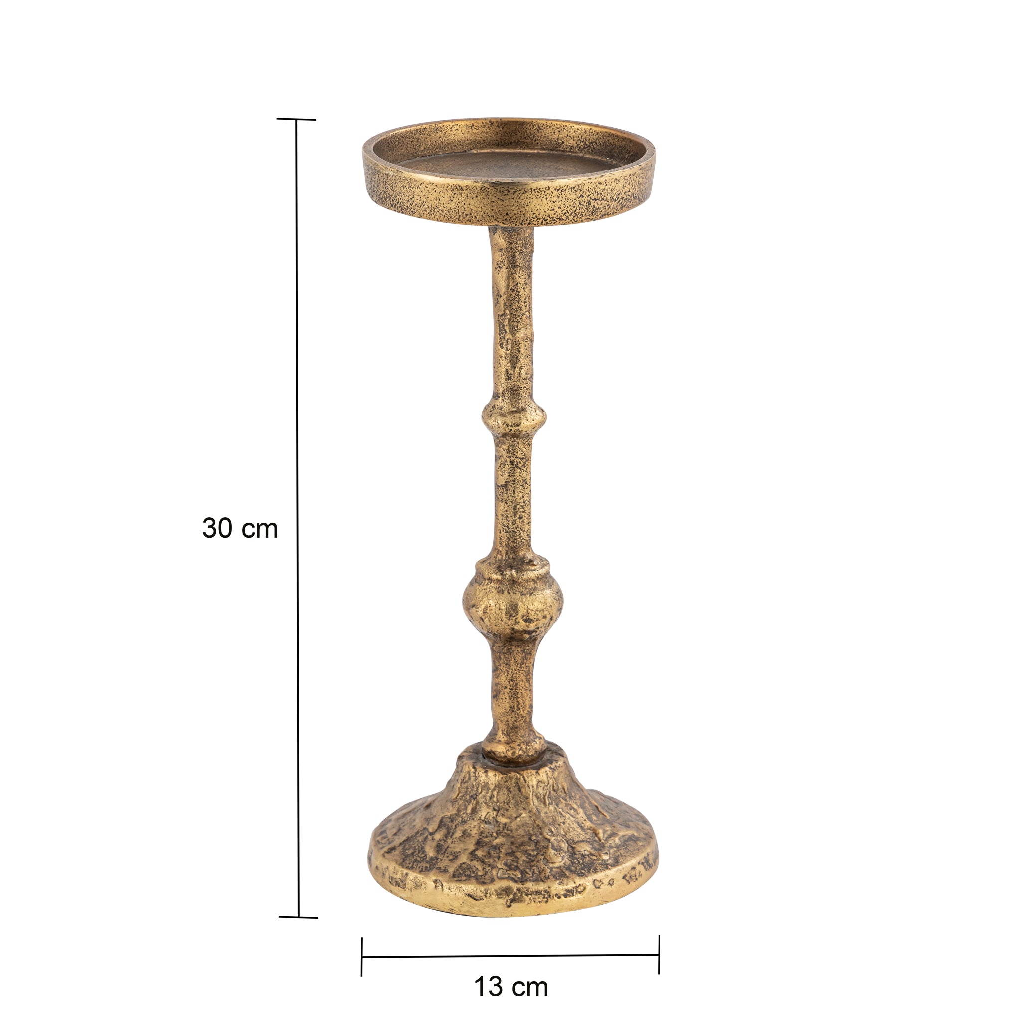 Eterna Set of 2 Handcrafted Aluminium Candle Holder Pair – Antique Brass Pillar Candle Stands