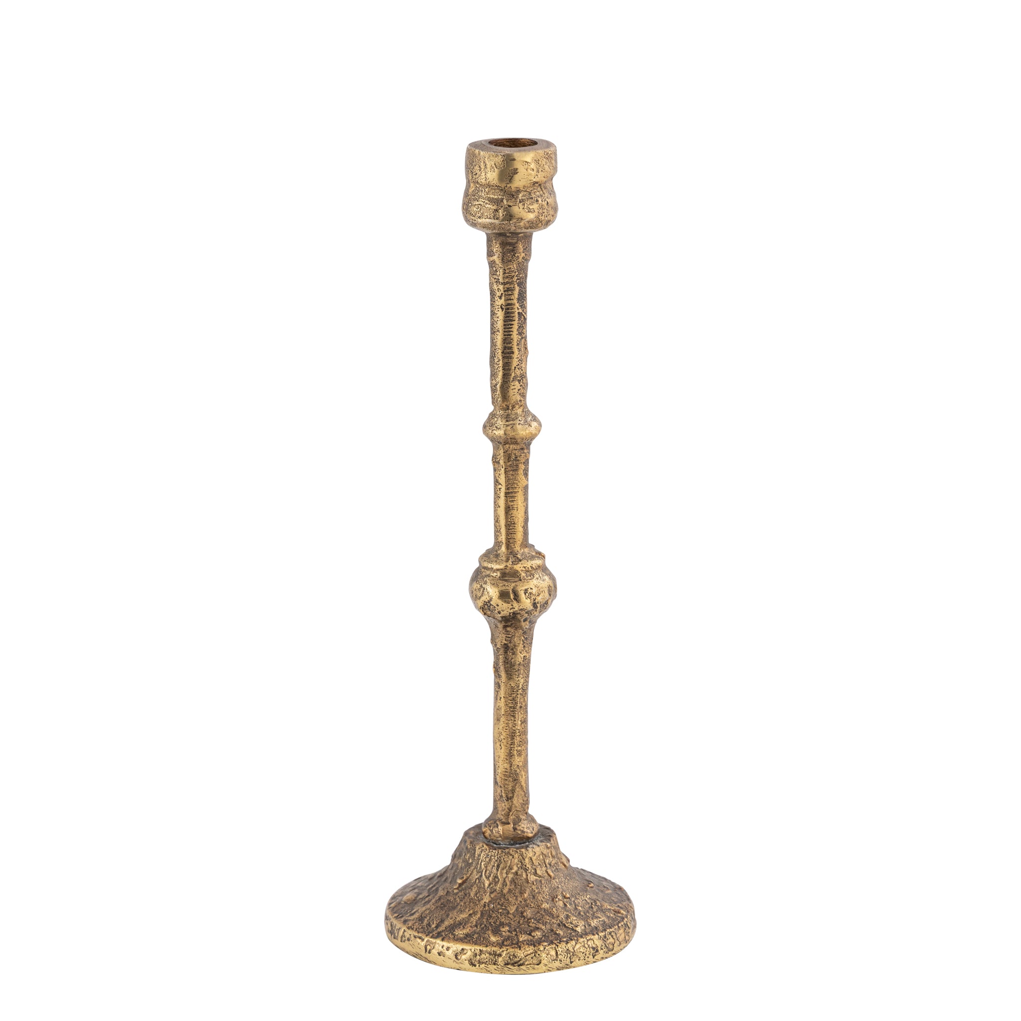 Solene Set of 3 Tall Taper Candle Holders – Aluminium Candlestick Holder in Antique Brass