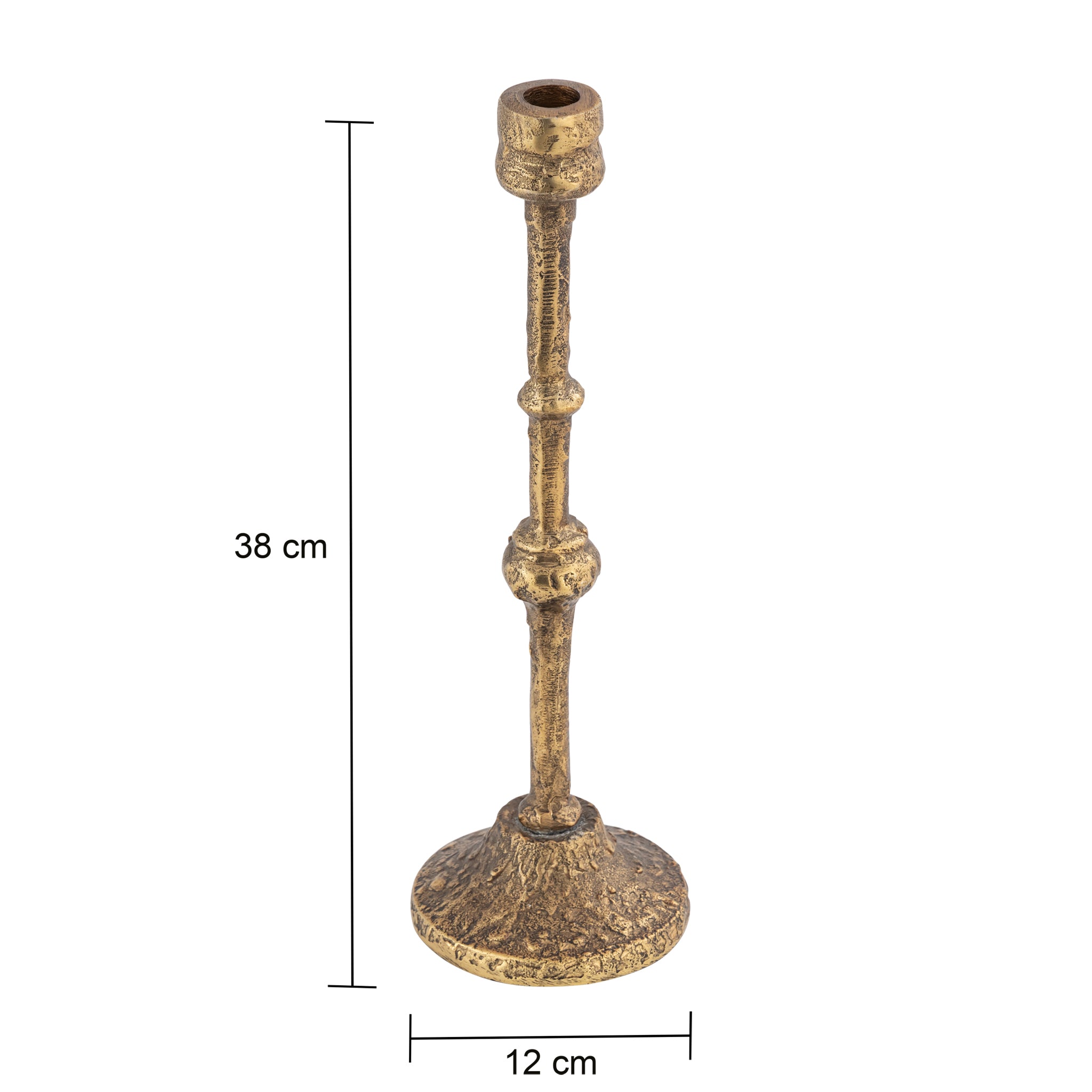Solene Set of 3 Tall Taper Candle Holders – Aluminium Candlestick Holder in Antique Brass