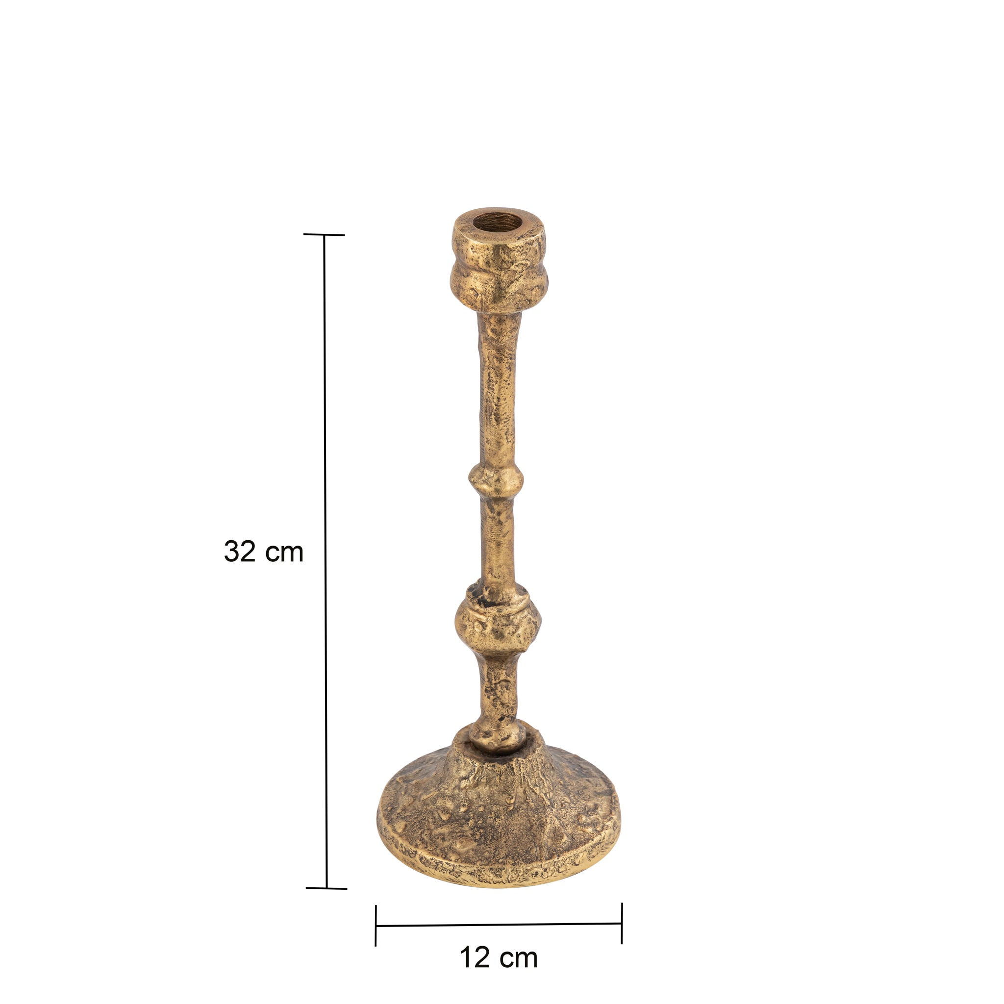 Solene Set of 3 Tall Taper Candle Holders – Aluminium Candlestick Holder in Antique Brass