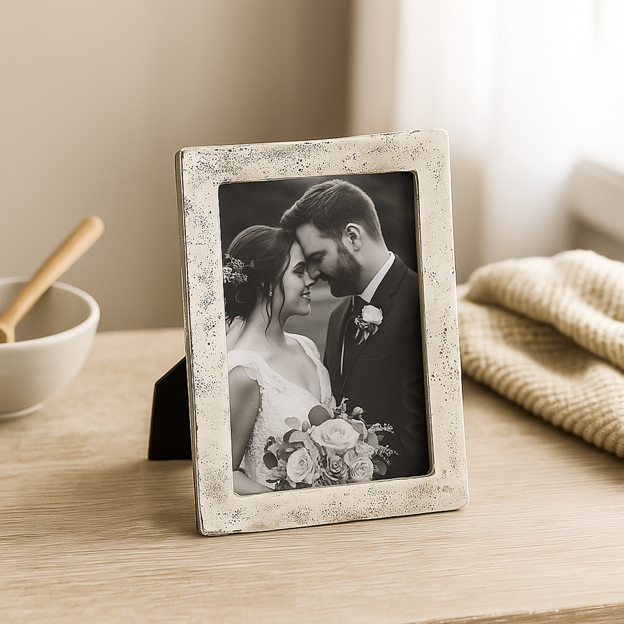 Antique Silver Aluminium Photo Frame – Tabletop Picture Frame with Glass Front (4×6, 5×7, 8×10)
