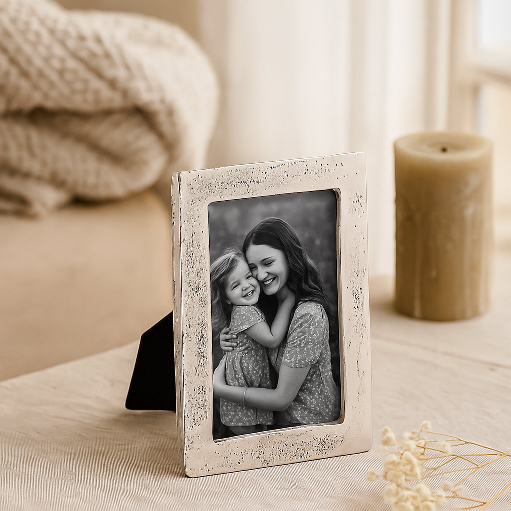 Antique Silver Aluminium Photo Frame – Tabletop Picture Frame with Glass Front (4×6, 5×7, 8×10)