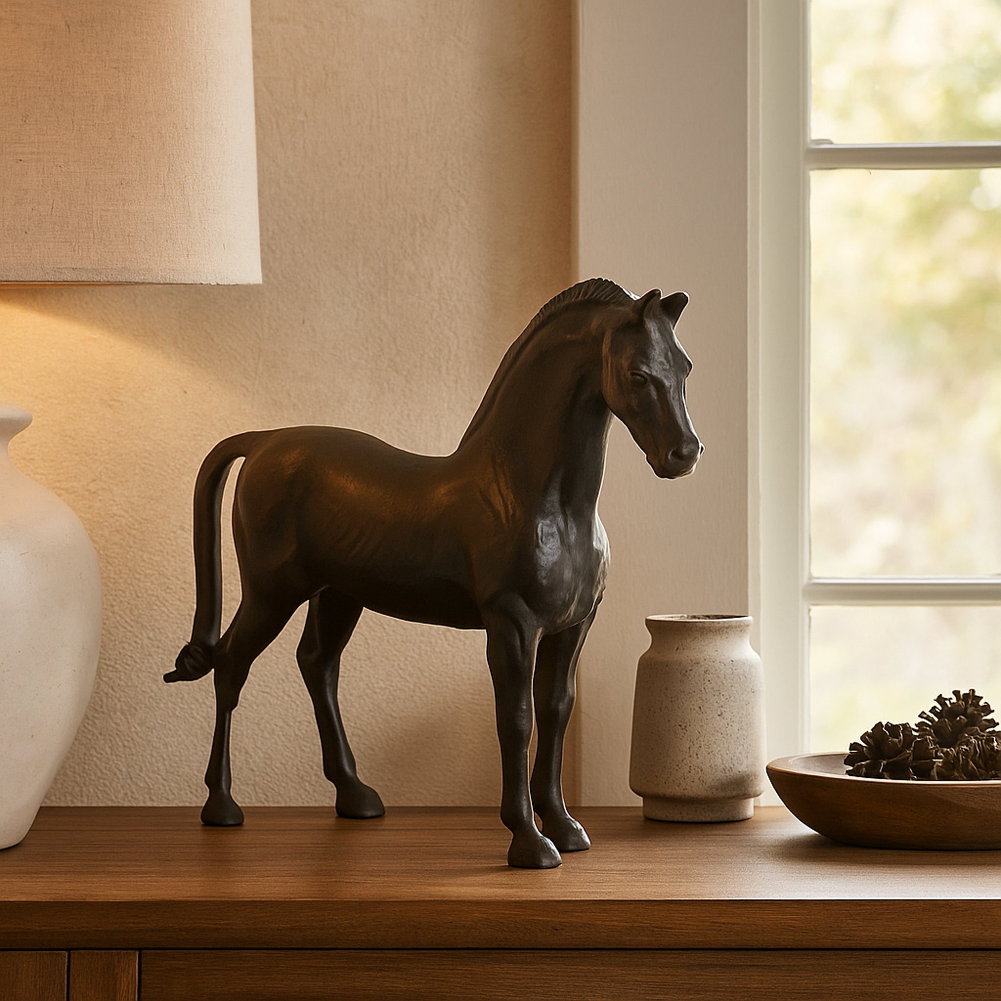 Trova Decorative Horse Figurine – Aluminium Animal Sculpture in Antique Bronze